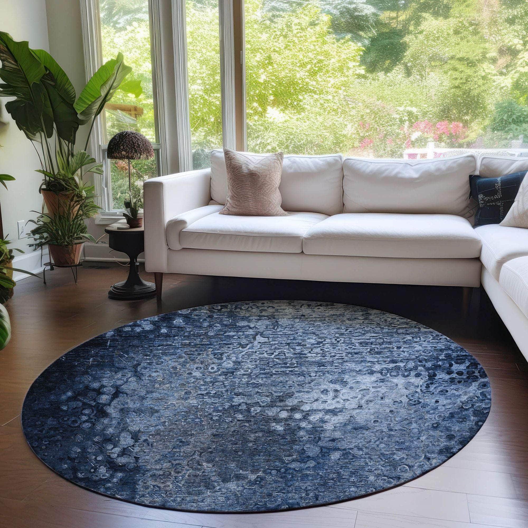 Machine Made ACN565 Blue Rugs