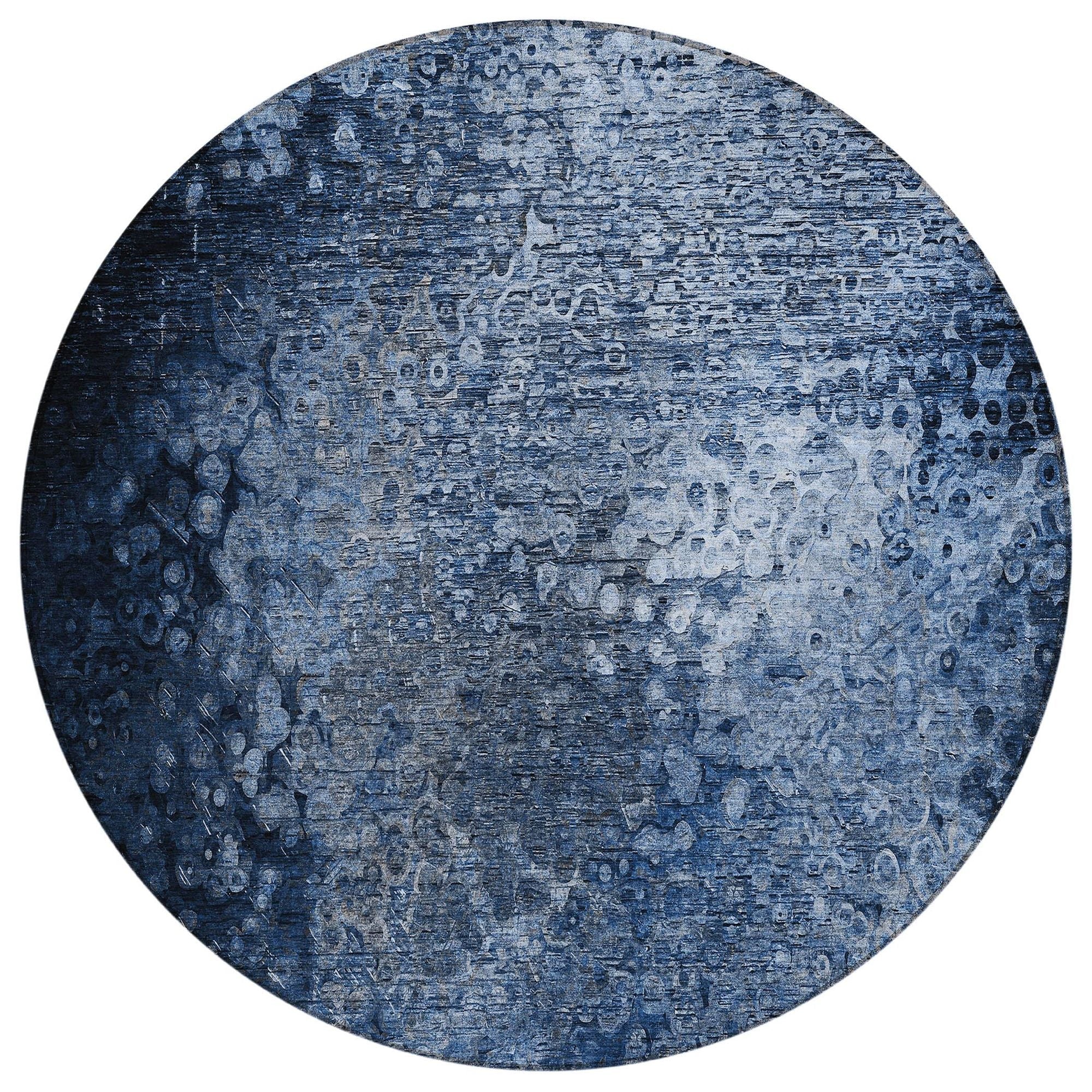 Machine Washable Blue Rug - Indoor / Outdoor - Kids / Pet Friendly Casual Print Rug