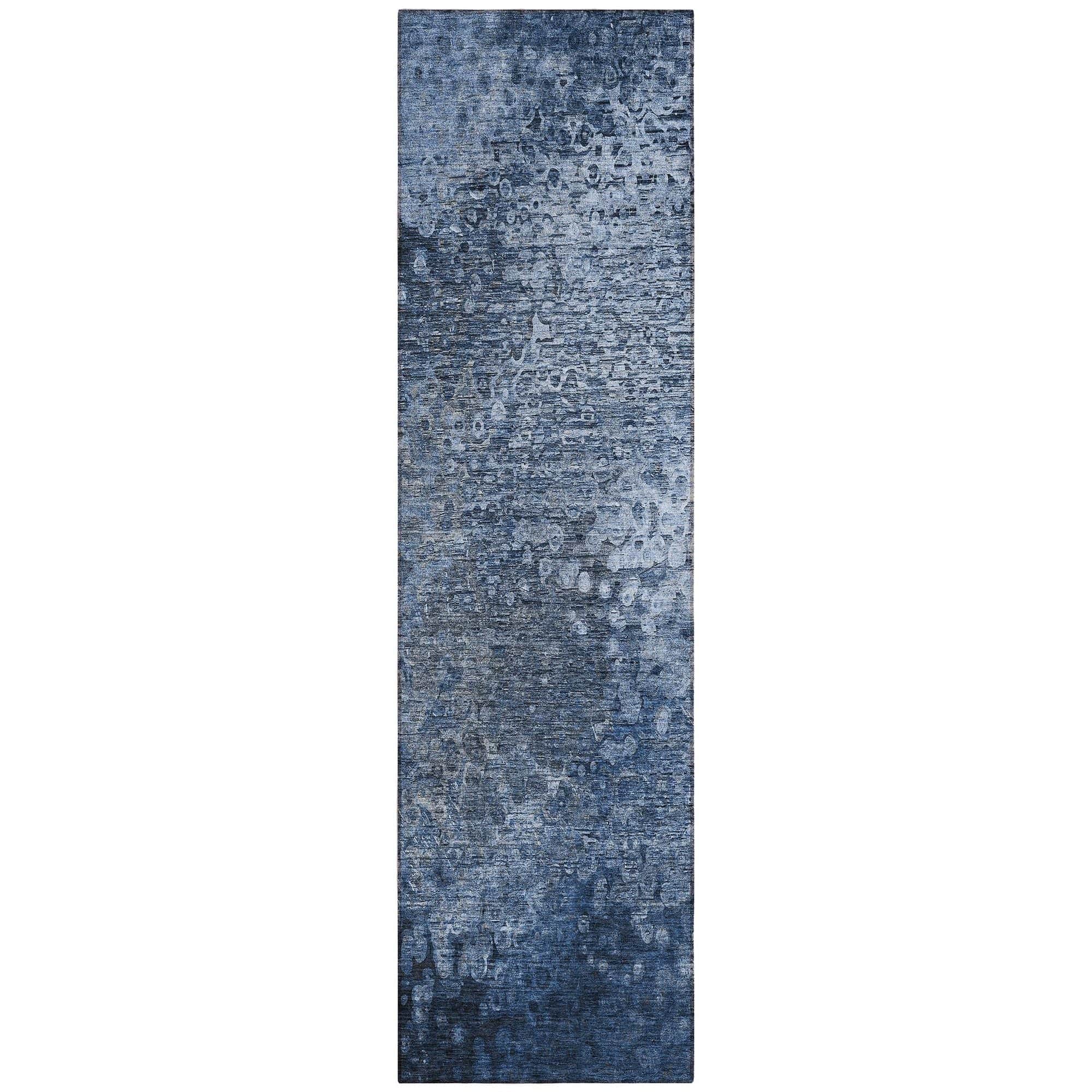 Machine Washable Blue Rug - Indoor / Outdoor - Kids / Pet Friendly Casual Print Rug