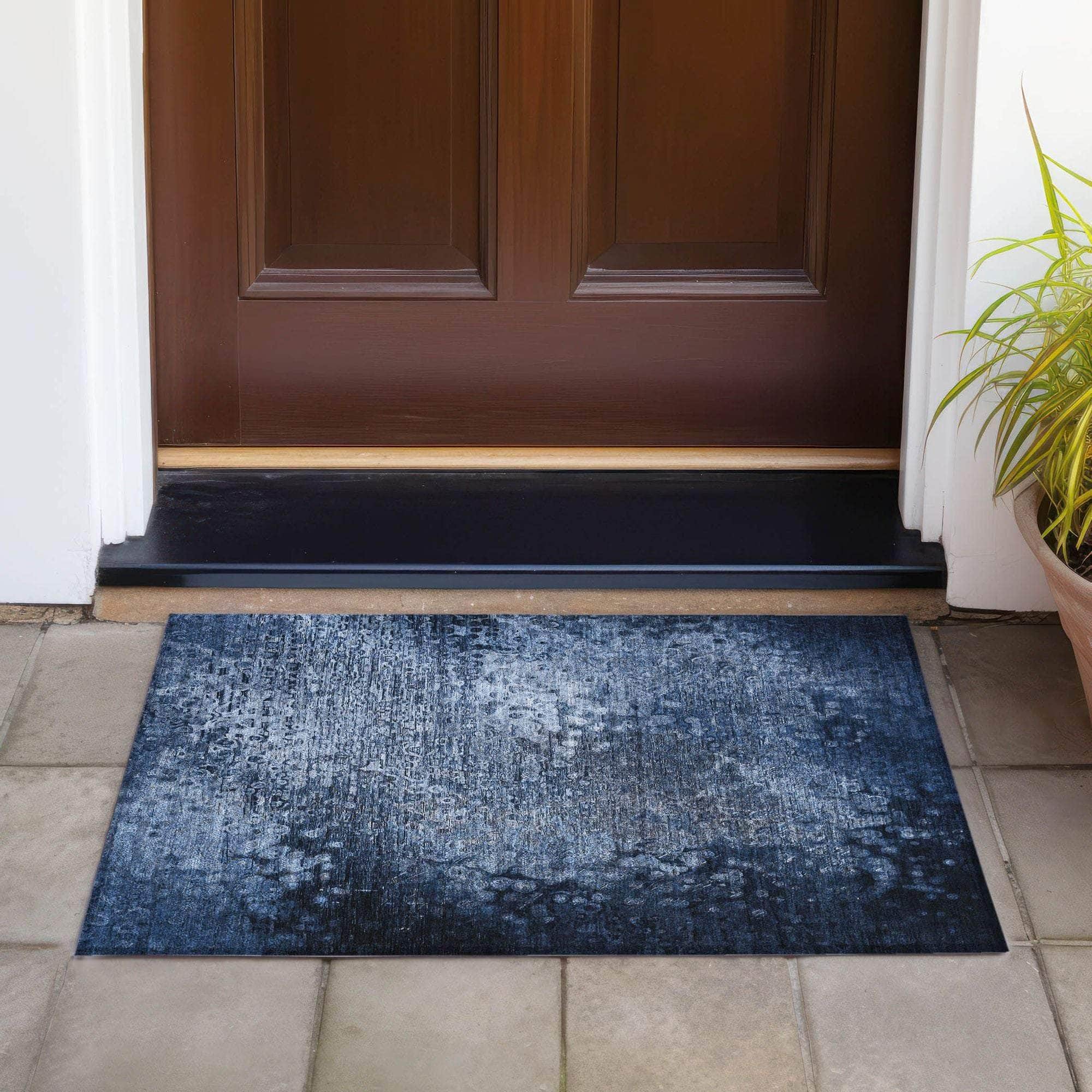 Machine Made ACN565 Blue Rugs