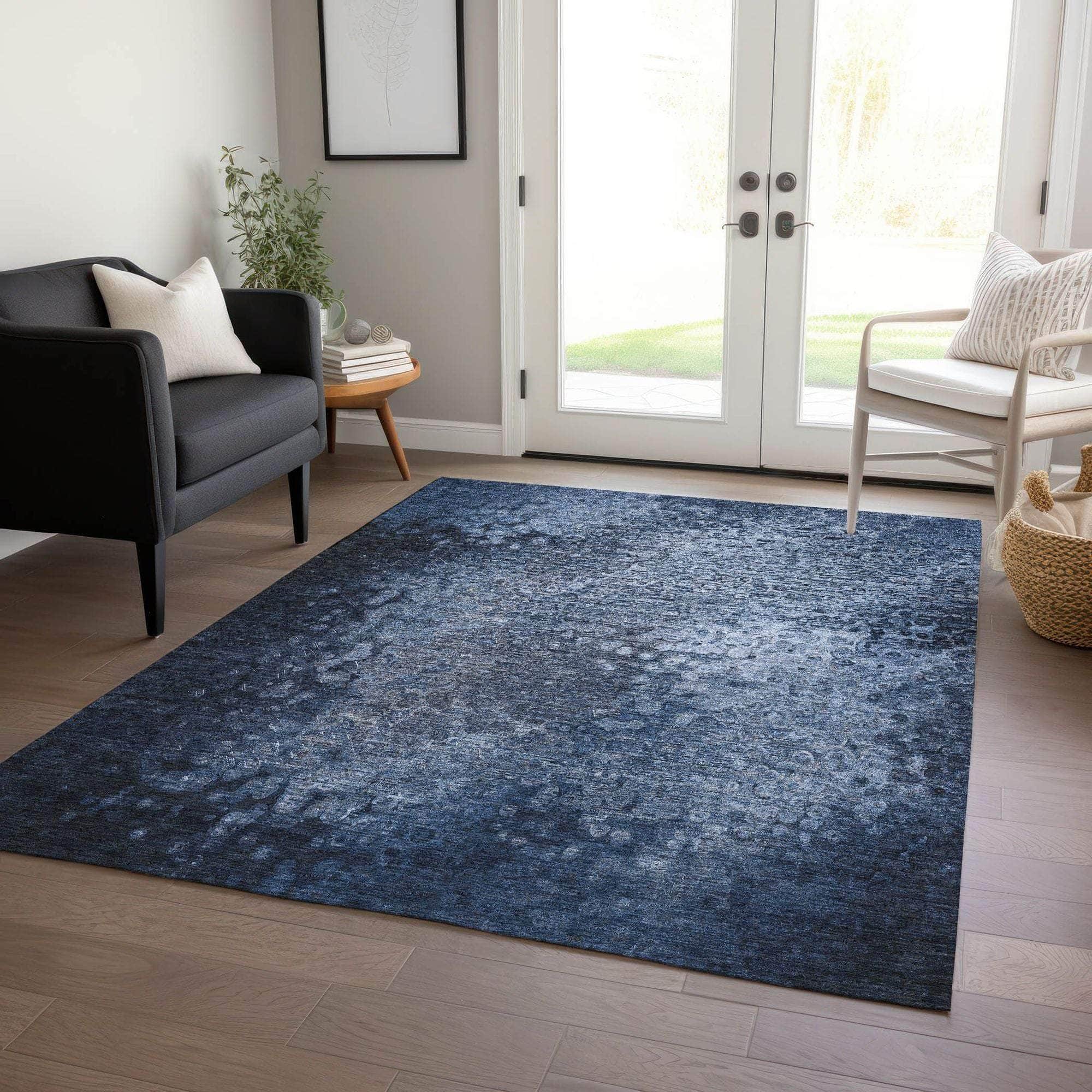 Machine Made ACN565 Blue Rugs