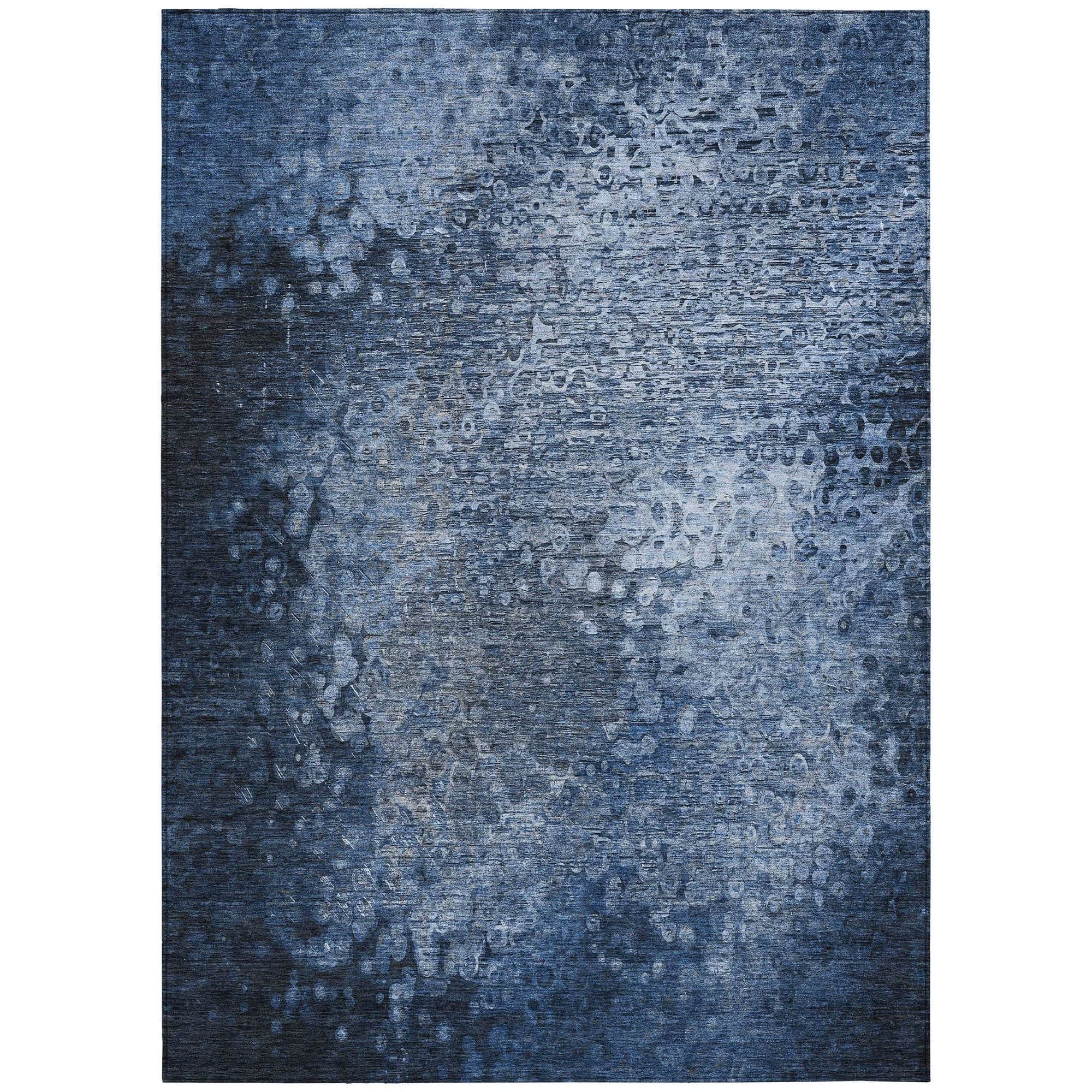 Machine Washable Blue Rug - Indoor / Outdoor - Kids / Pet Friendly Casual Print Rug