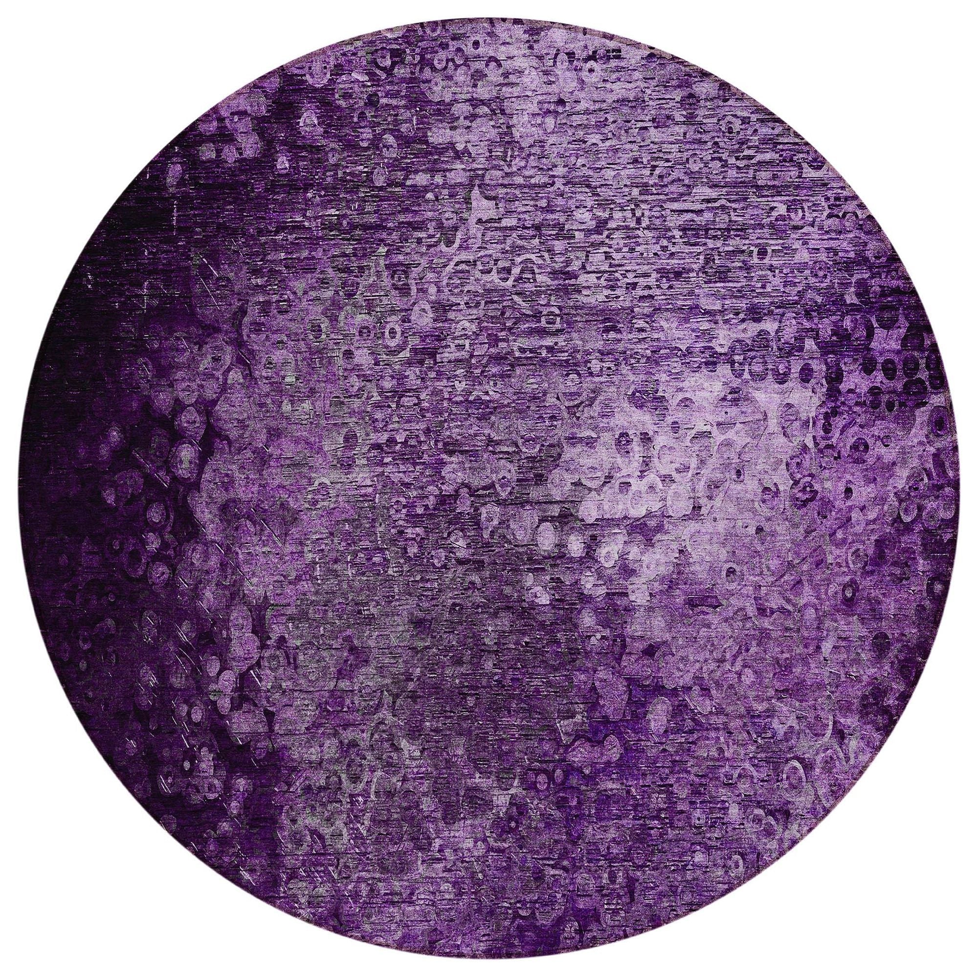 Machine Washable Purple Rug - Indoor / Outdoor - Kids / Pet Friendly Casual Print Rug