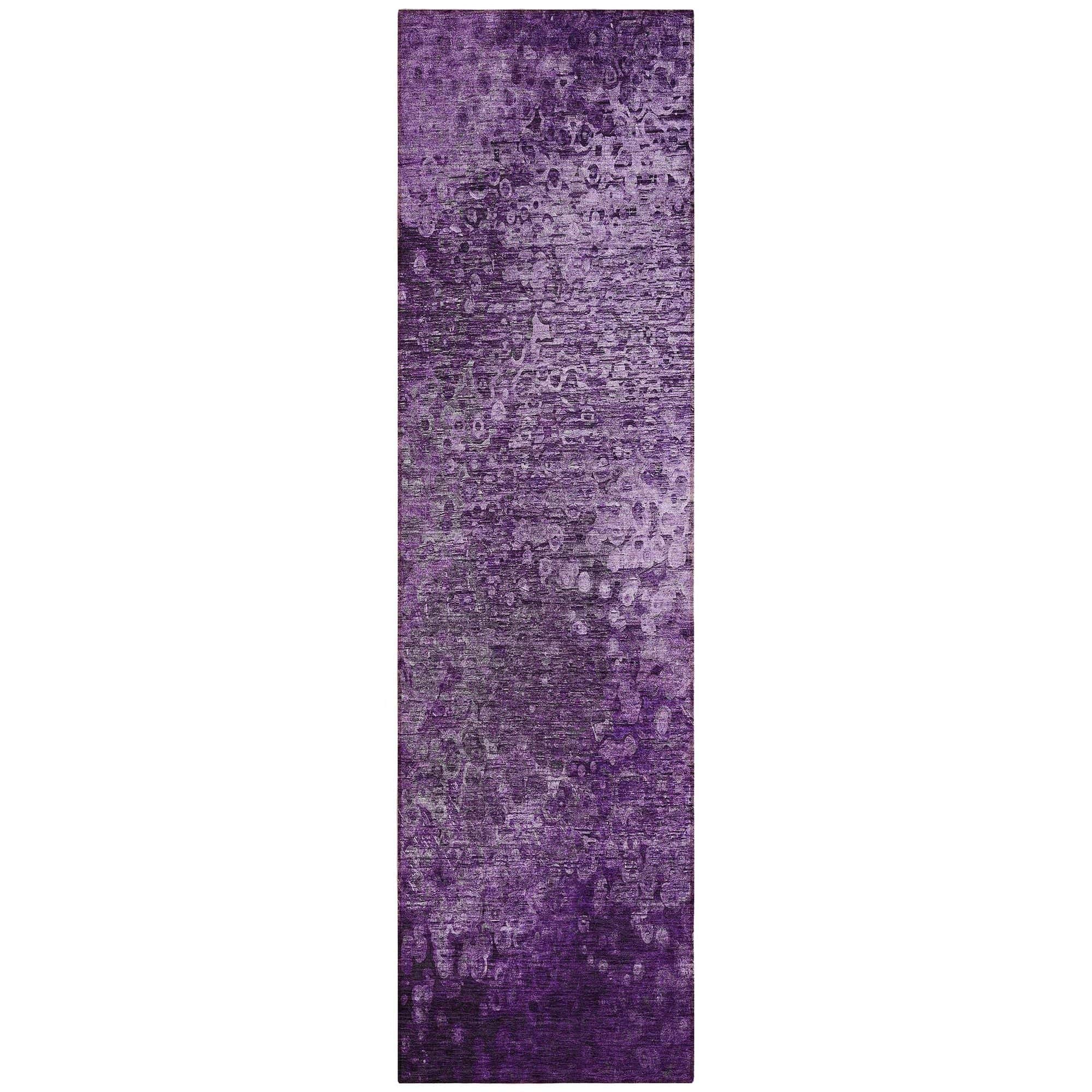Machine Washable Purple Rug - Indoor / Outdoor - Kids / Pet Friendly Casual Print Rug