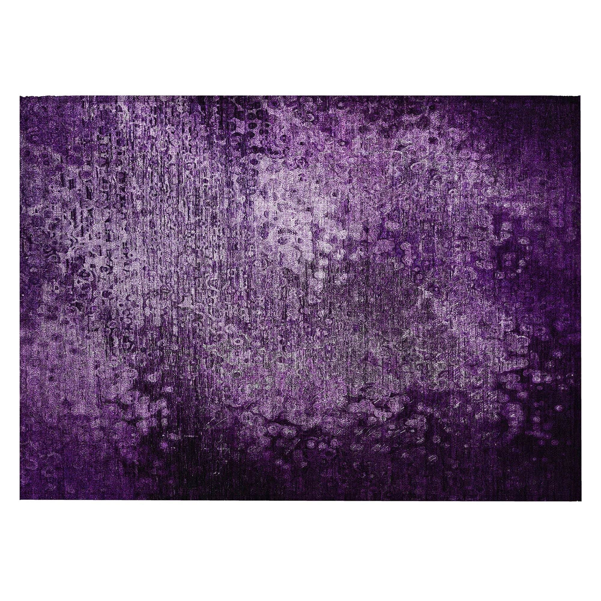 Machine Washable Purple Rug - Indoor / Outdoor - Kids / Pet Friendly Casual Print Rug