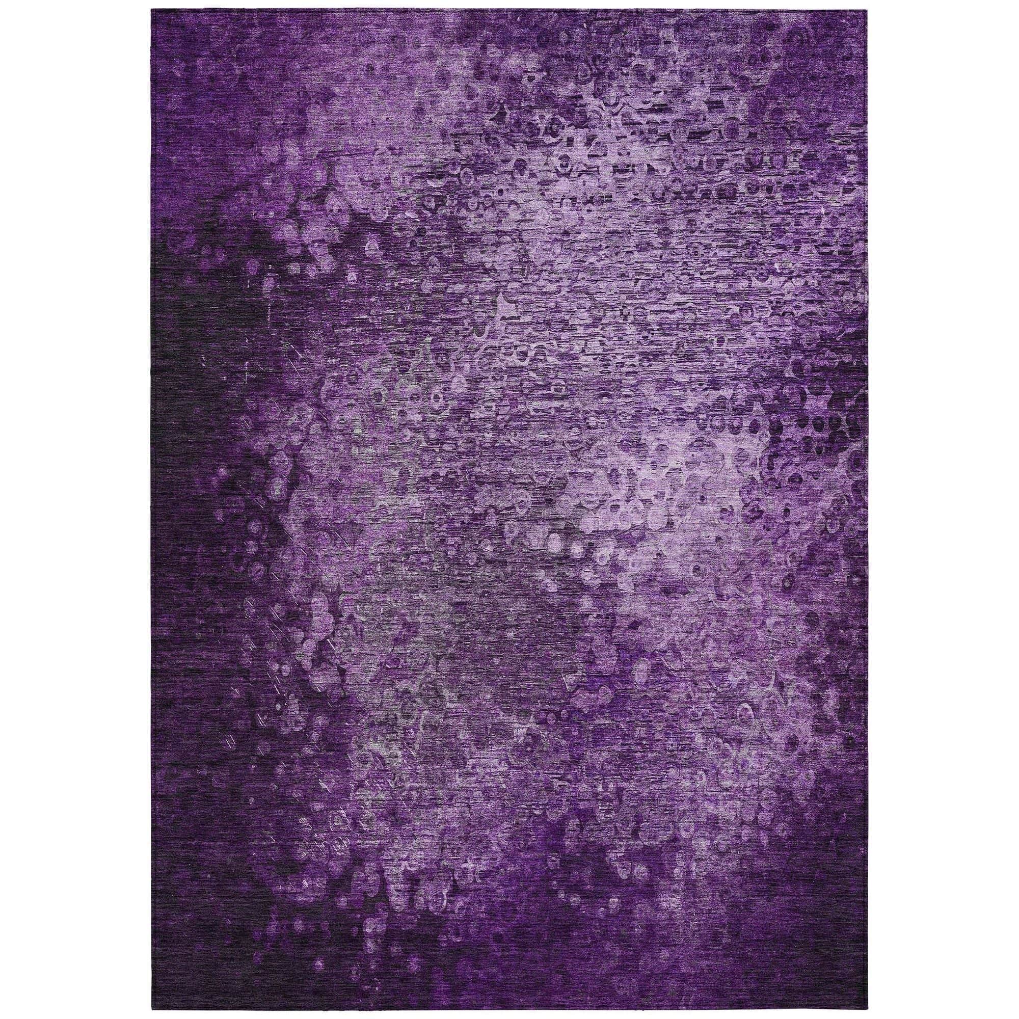 Machine Washable Purple Rug - Indoor / Outdoor - Kids / Pet Friendly Casual Print Rug