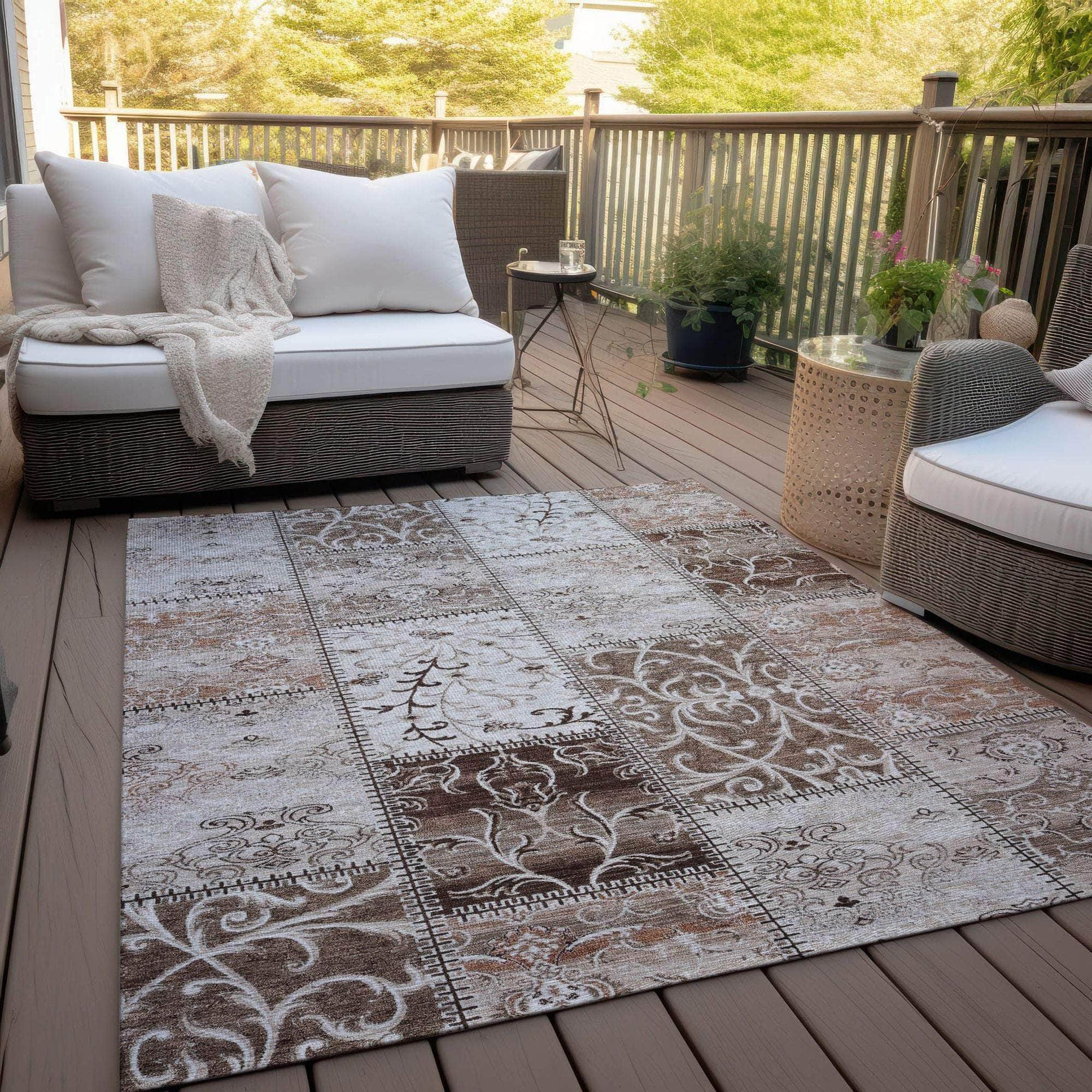 Machine Made ACN566 Beige Brown Rugs