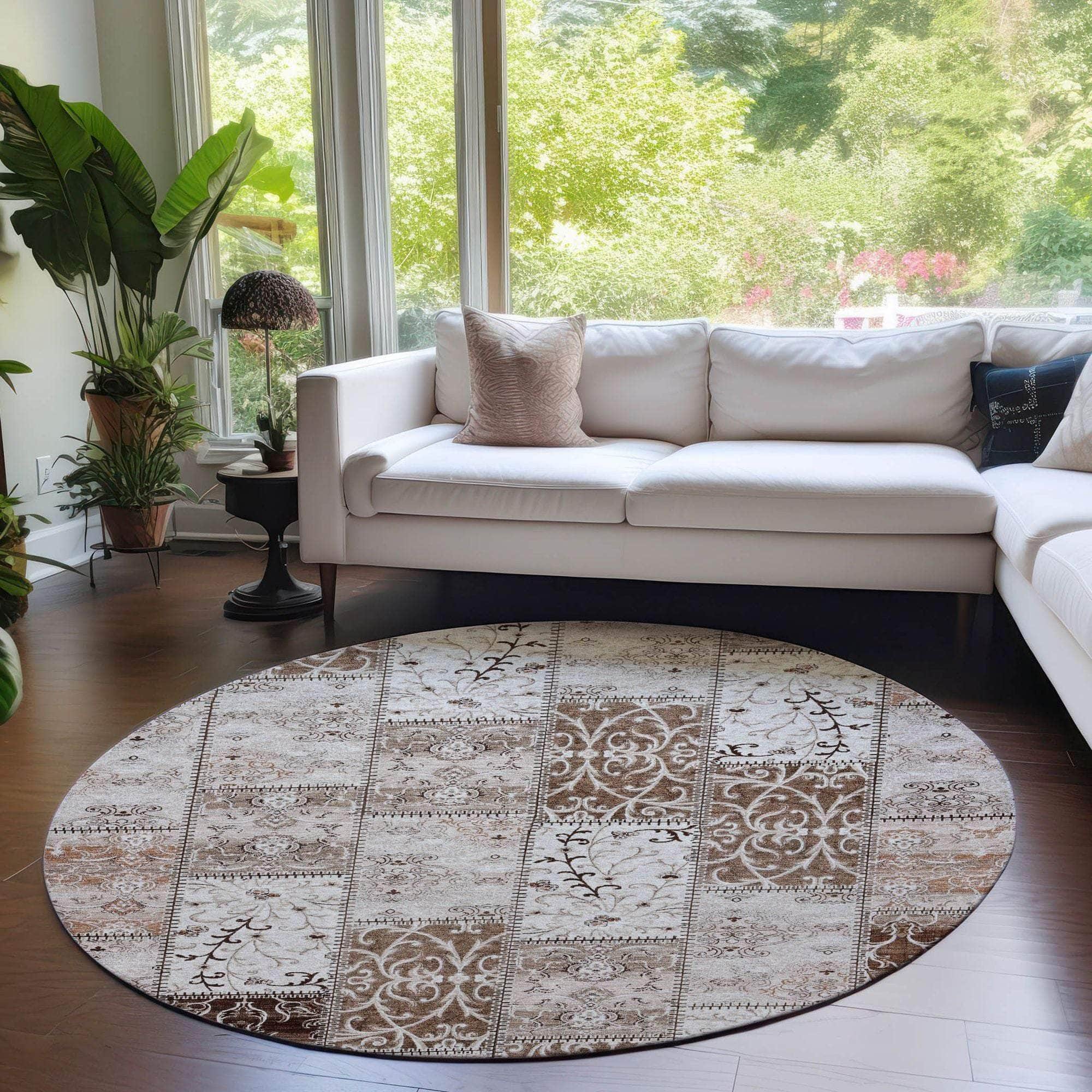 Machine Made ACN566 Beige Brown Rugs