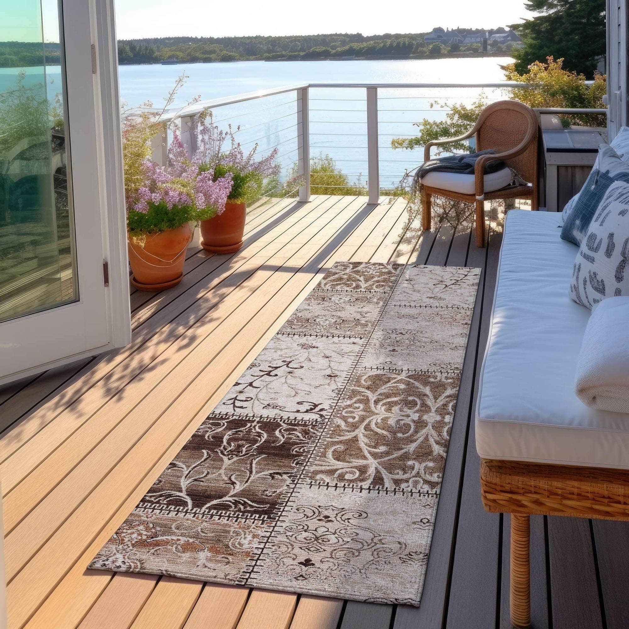 Machine Made ACN566 Beige Brown Rugs