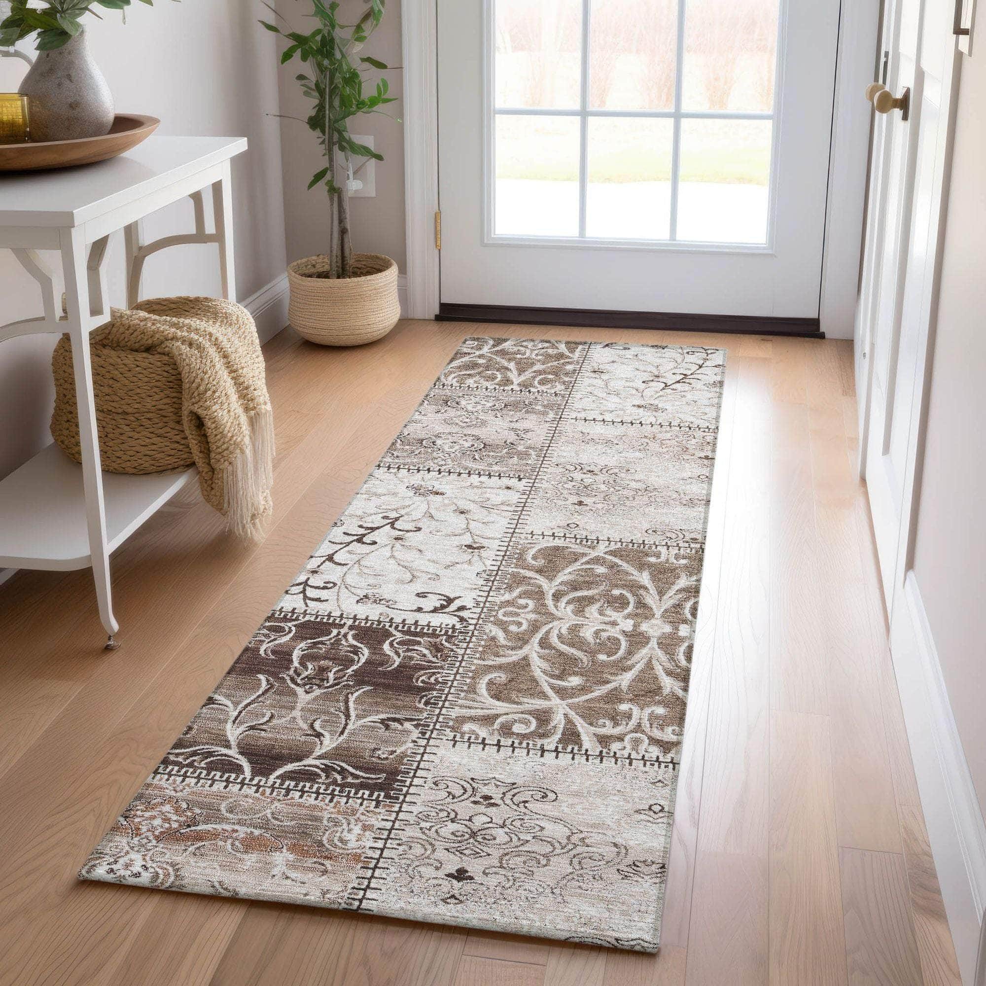 Machine Made ACN566 Beige Brown Rugs