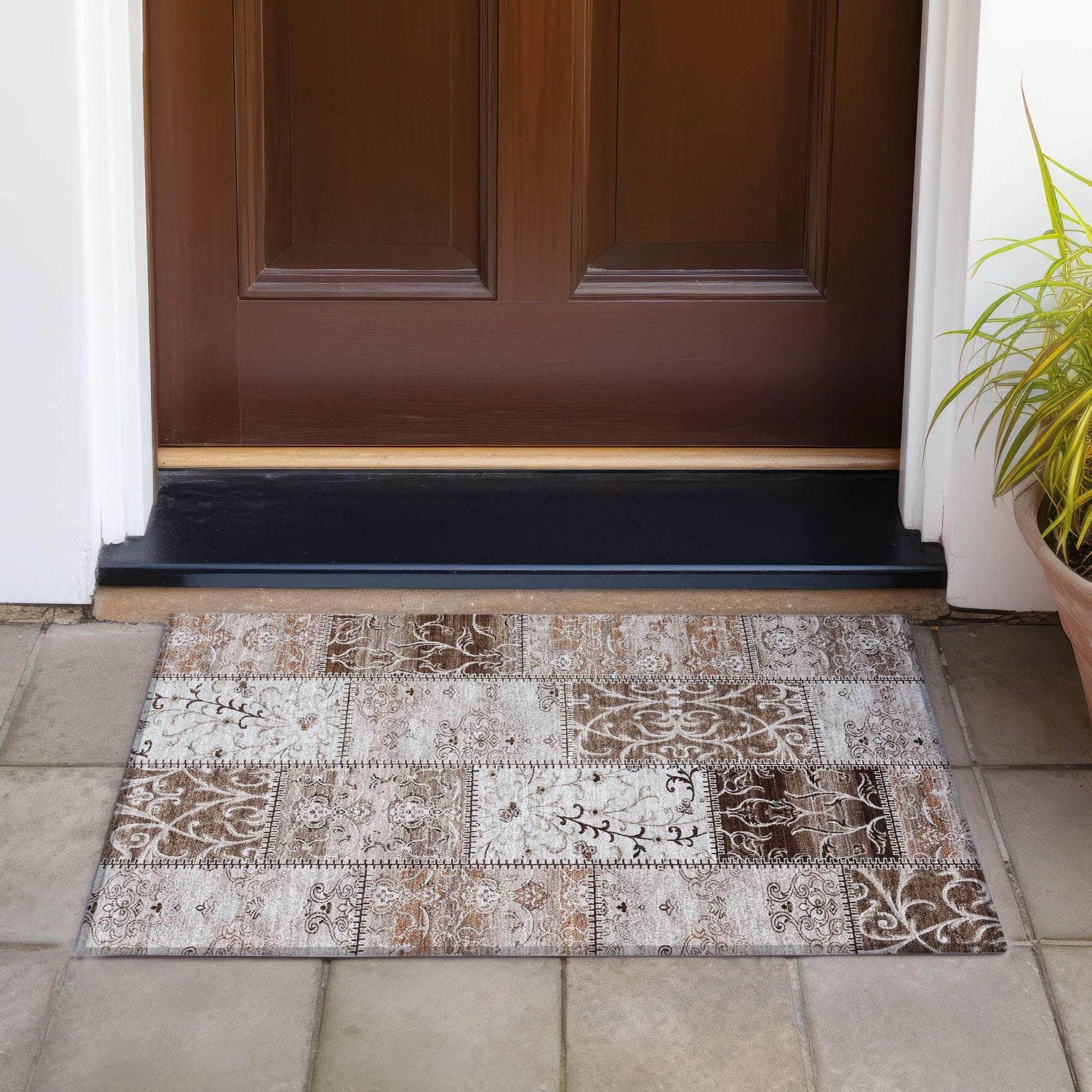 Machine Made ACN566 Beige Brown Rugs