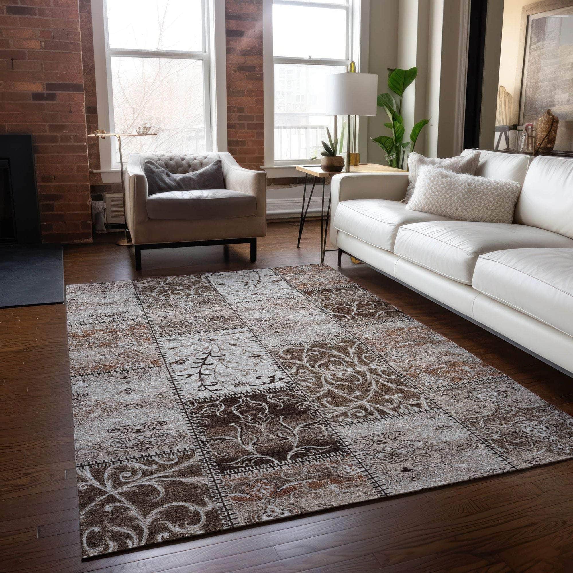 Machine Made ACN566 Beige Brown Rugs