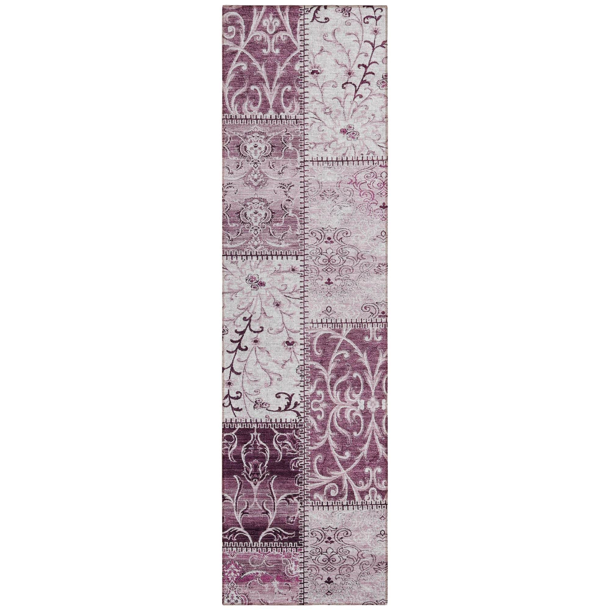 Machine Washable Burgundy Red Rug - Indoor / Outdoor - Kids / Pet Friendly Panel Print Rug