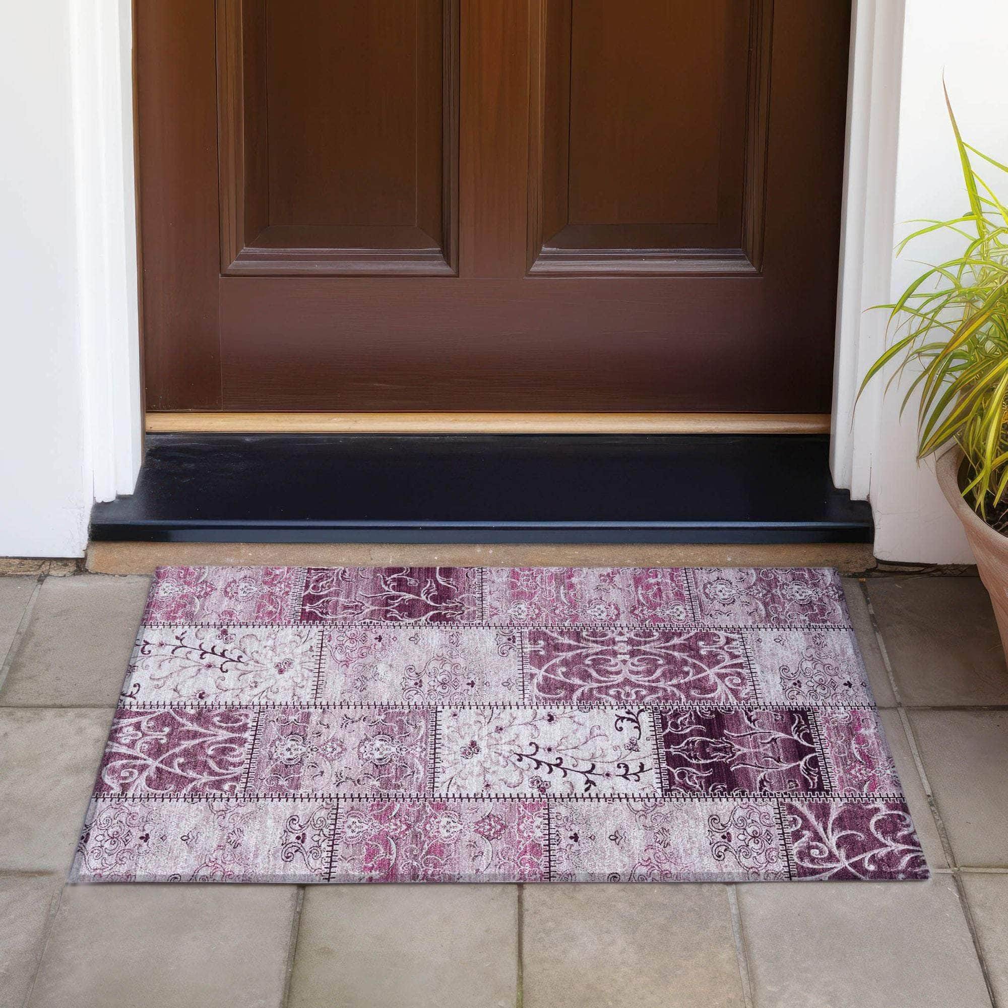 Machine Made ACN566 Burgundy Red Rugs
