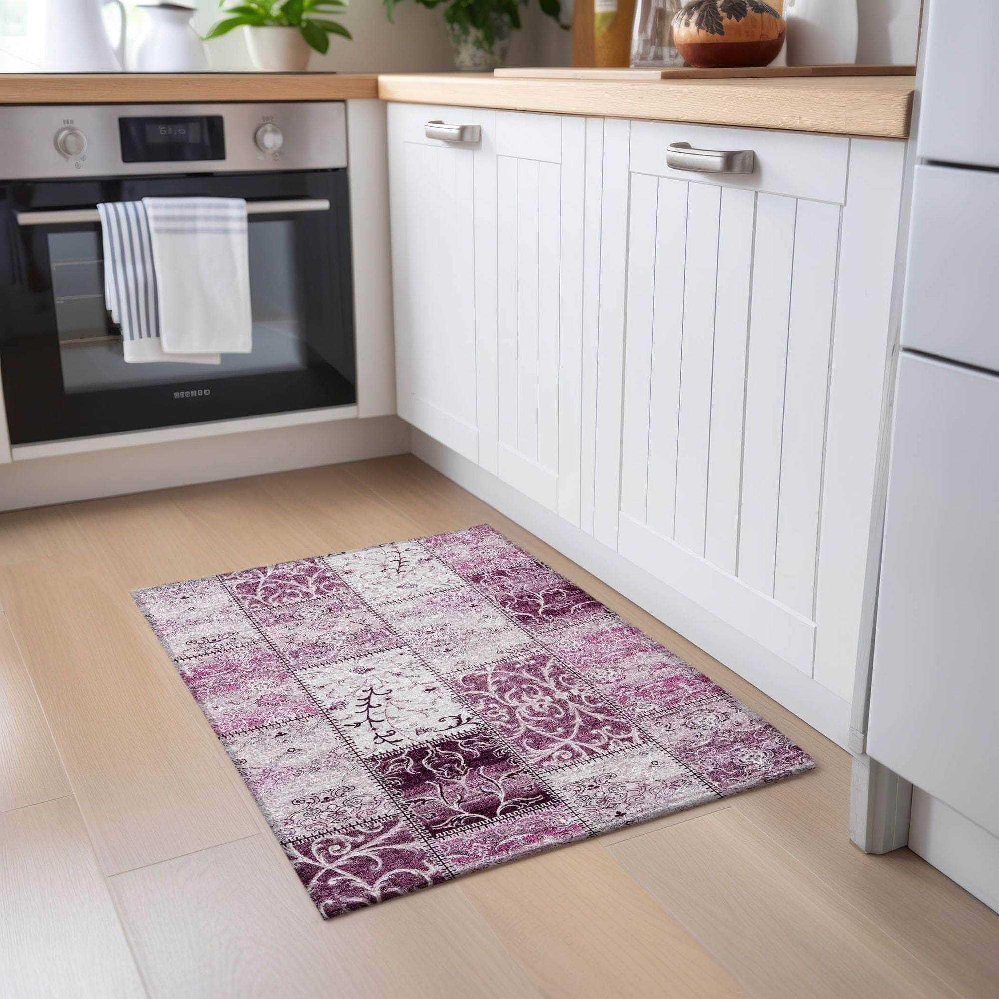 Machine Made ACN566 Burgundy Red Rugs
