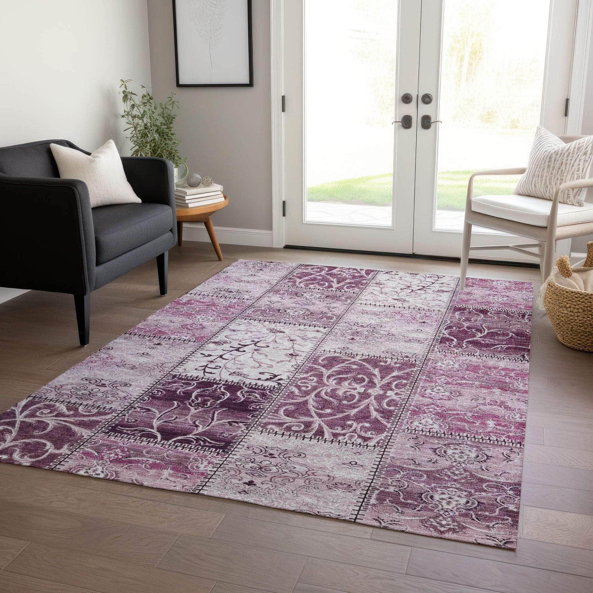 Machine Made ACN566 Burgundy Red Rugs