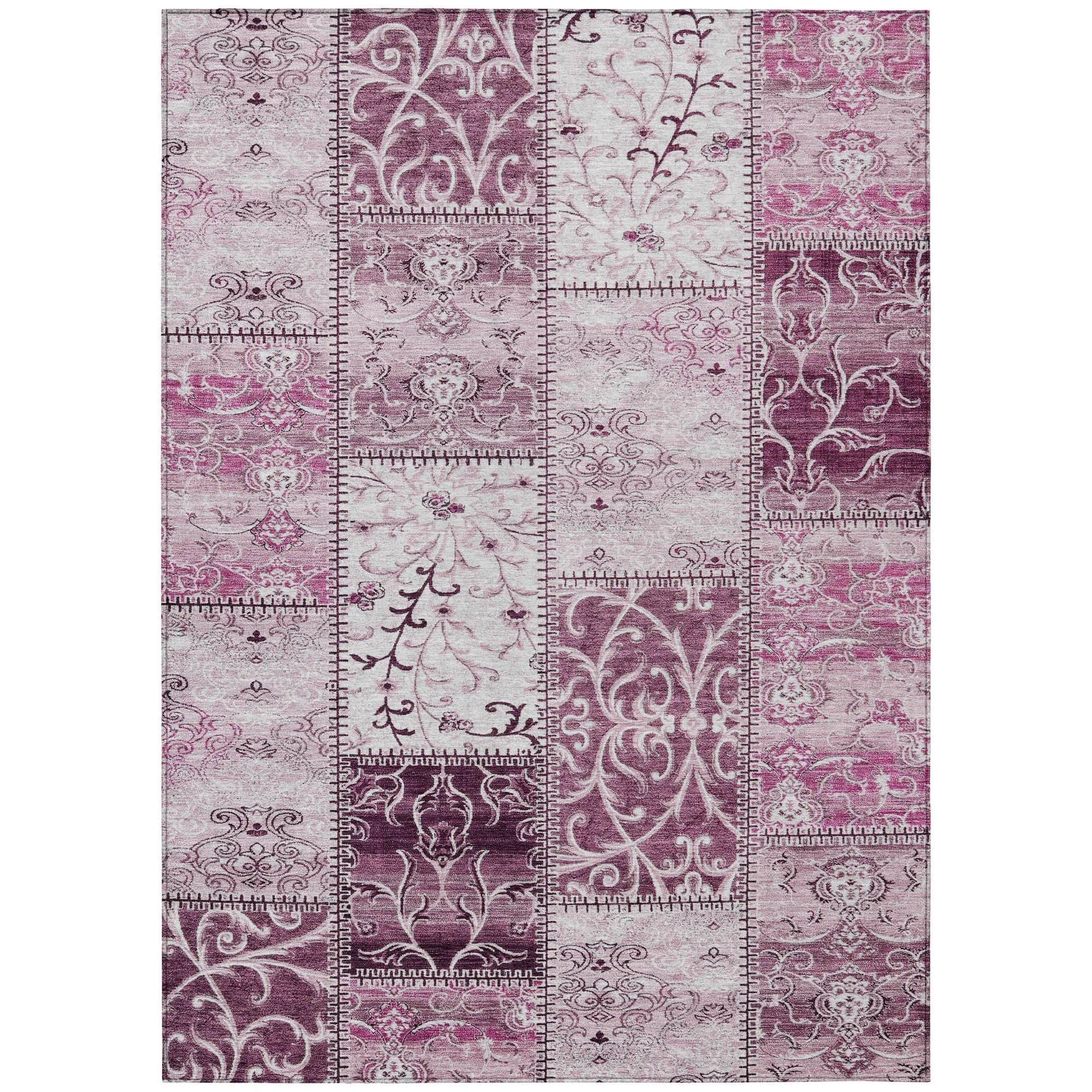 Machine Washable Burgundy Red Rug - Indoor / Outdoor - Kids / Pet Friendly Panel Print Rug