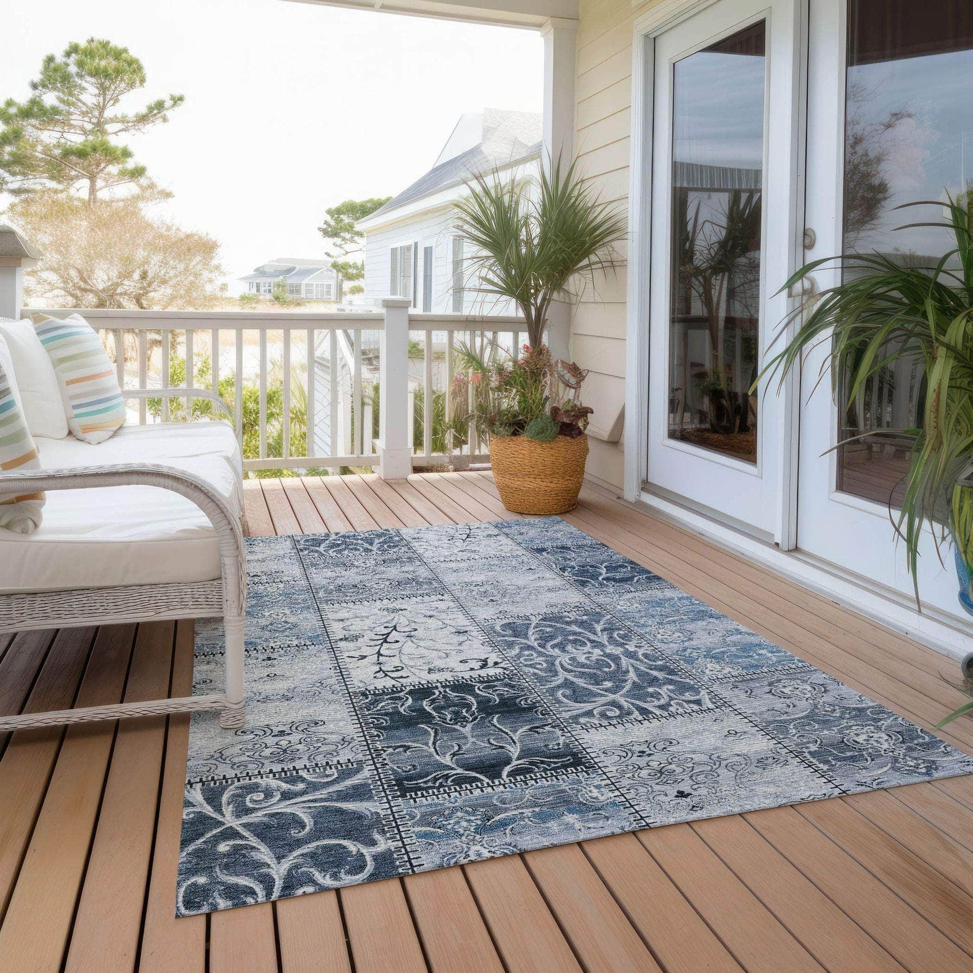 Machine Made ACN566 Denim Blue Rugs