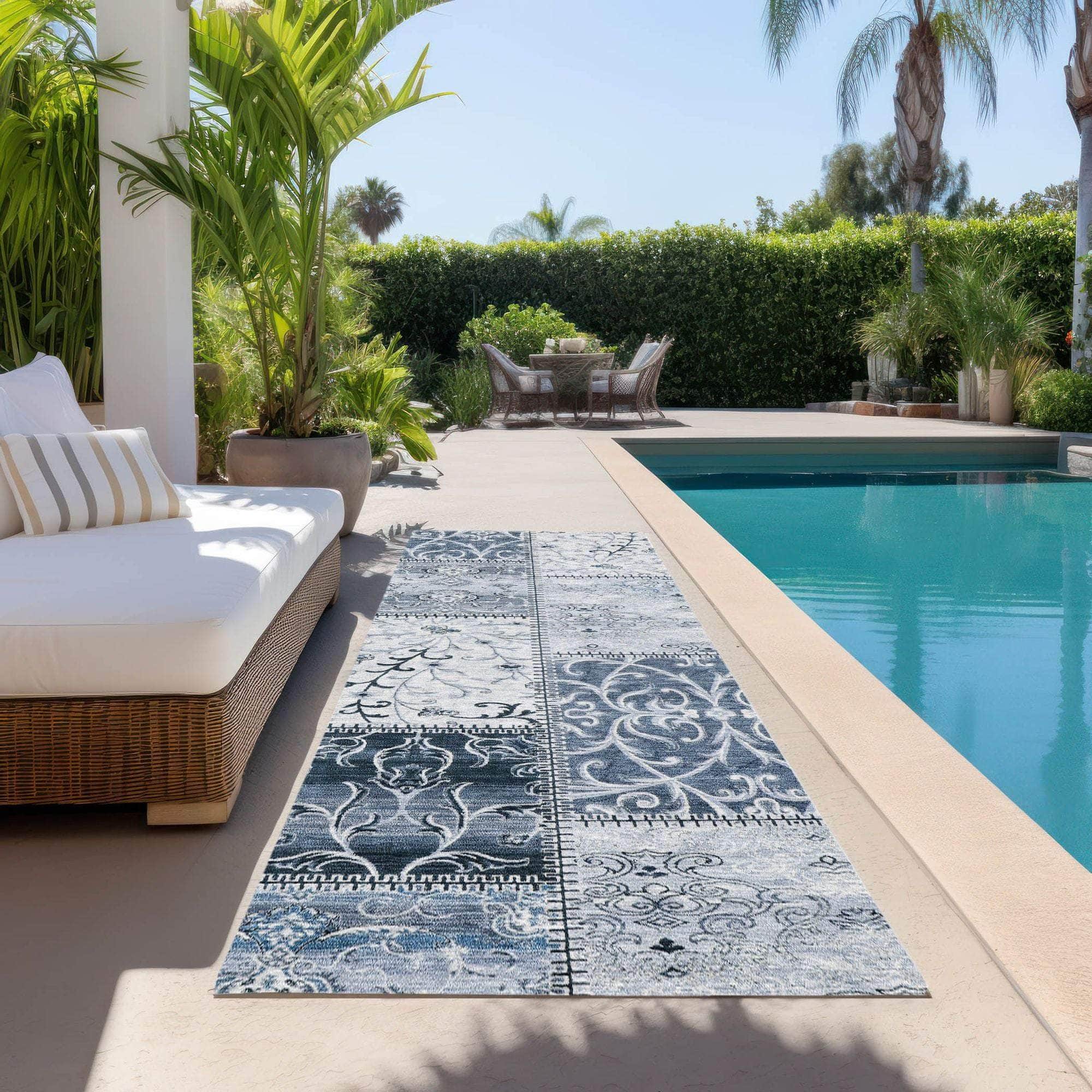 Machine Made ACN566 Denim Blue Rugs