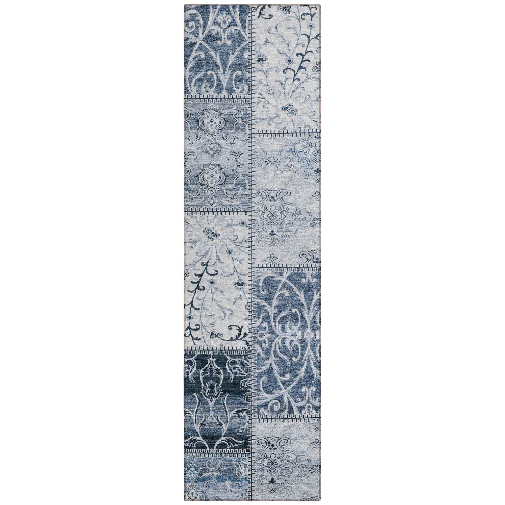 Machine Washable Denim Blue Rug - Indoor / Outdoor - Kids / Pet Friendly Panel Print Rug