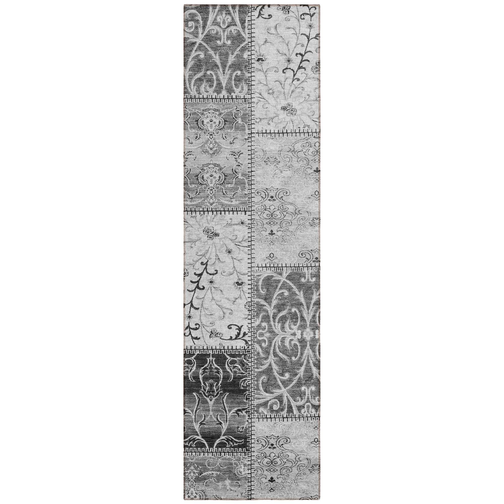 Machine Washable Gray Rug - Indoor / Outdoor - Kids / Pet Friendly Panel Print Rug