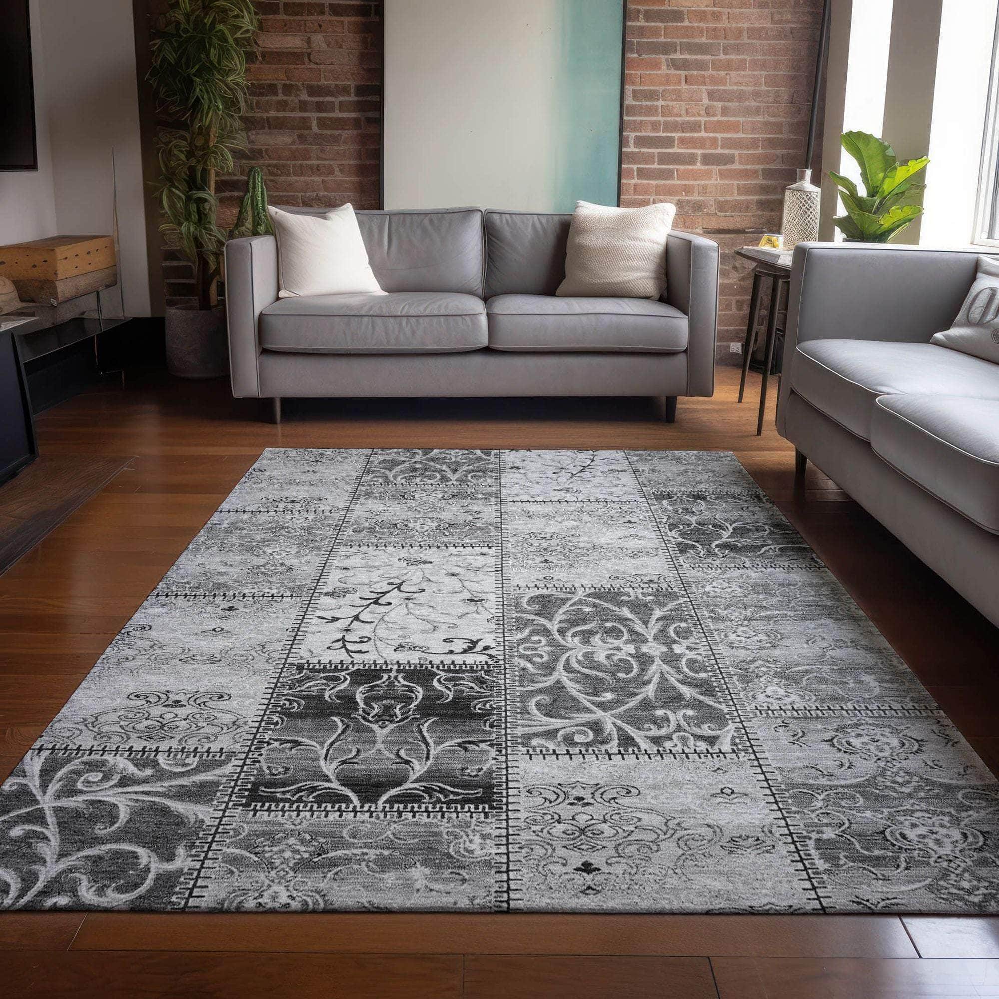 Machine Made ACN566 Gray Rugs