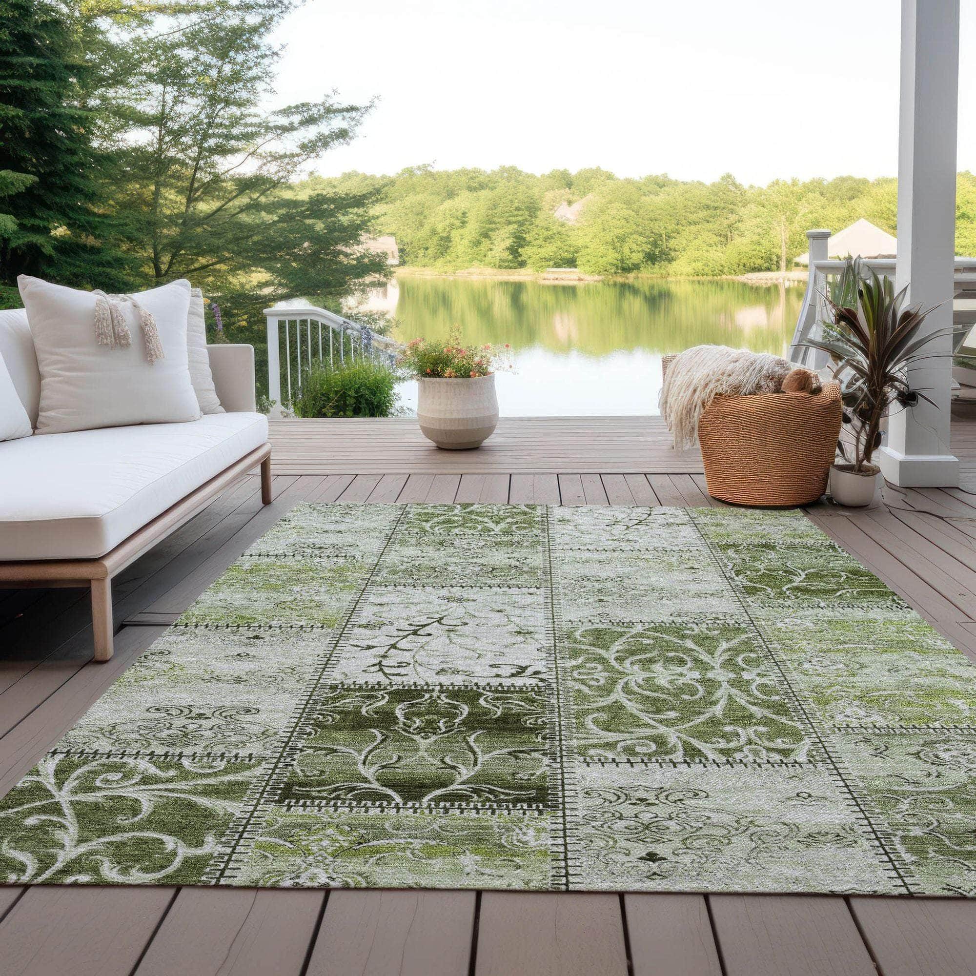 Machine Made ACN566 Green Rugs