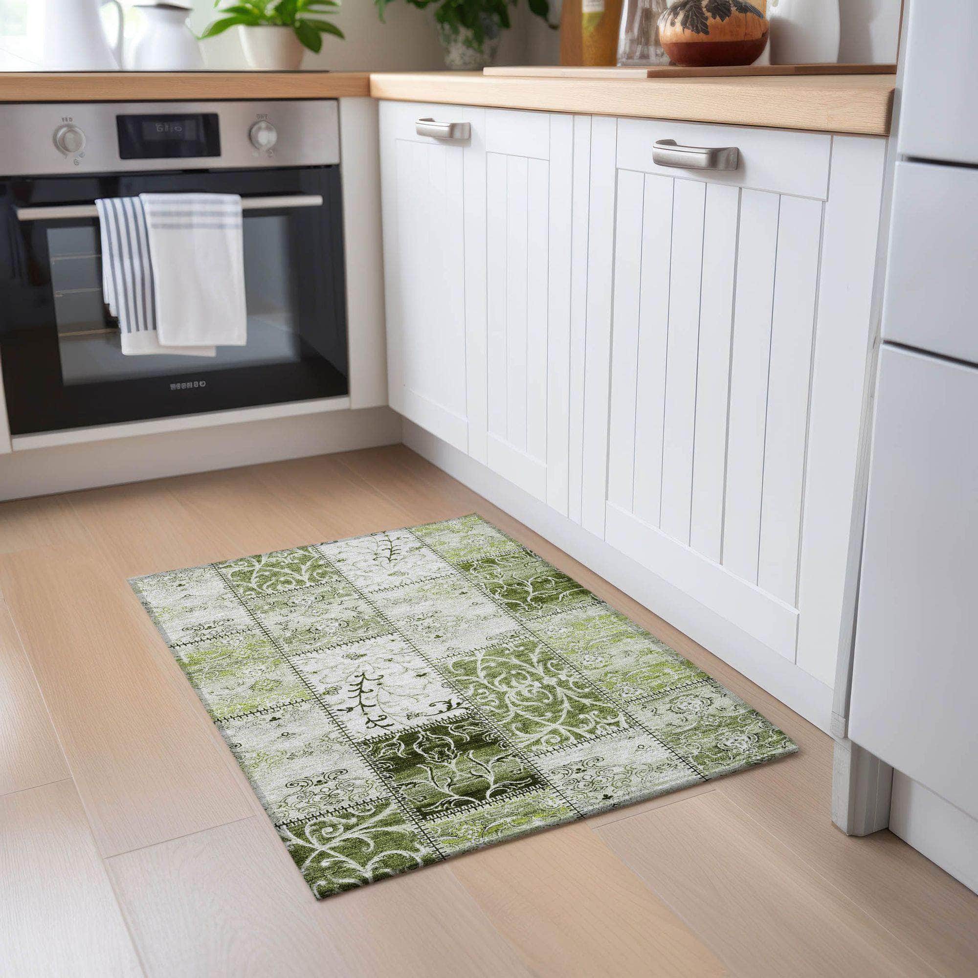 Machine Made ACN566 Green Rugs