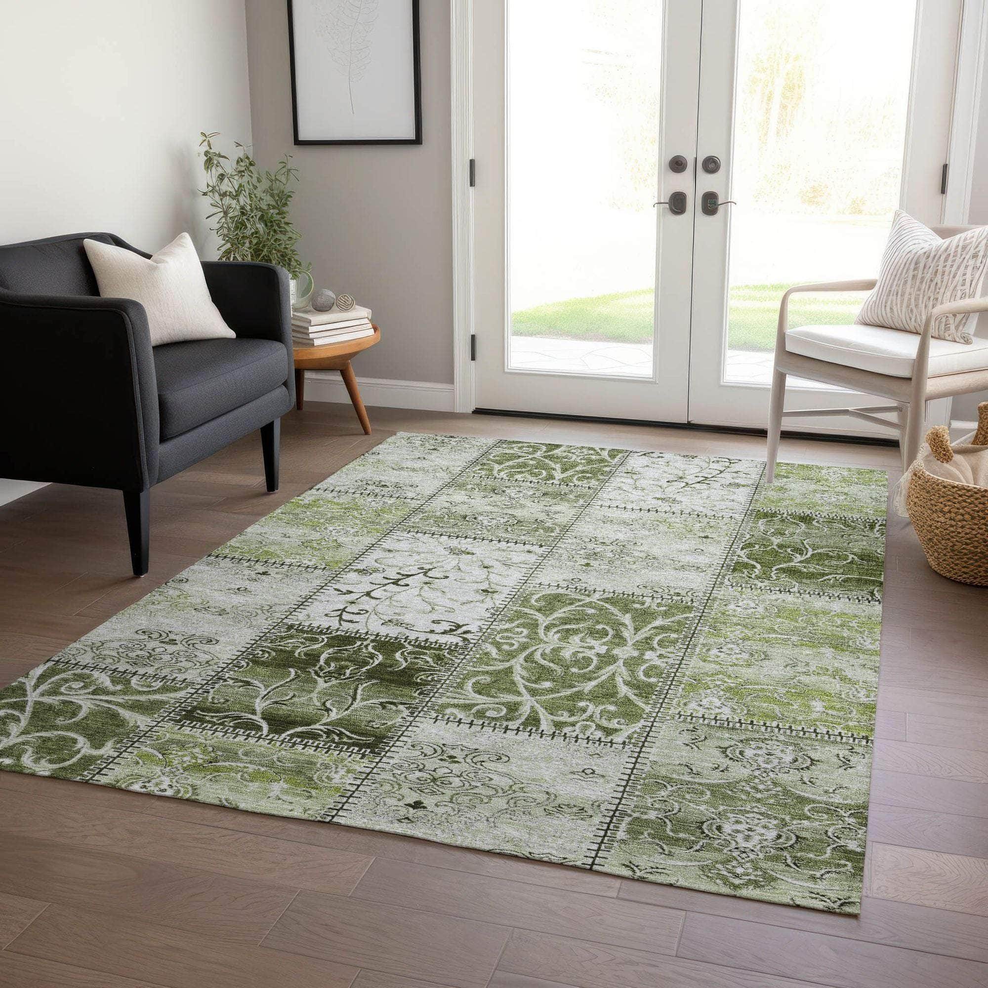 Machine Made ACN566 Green Rugs