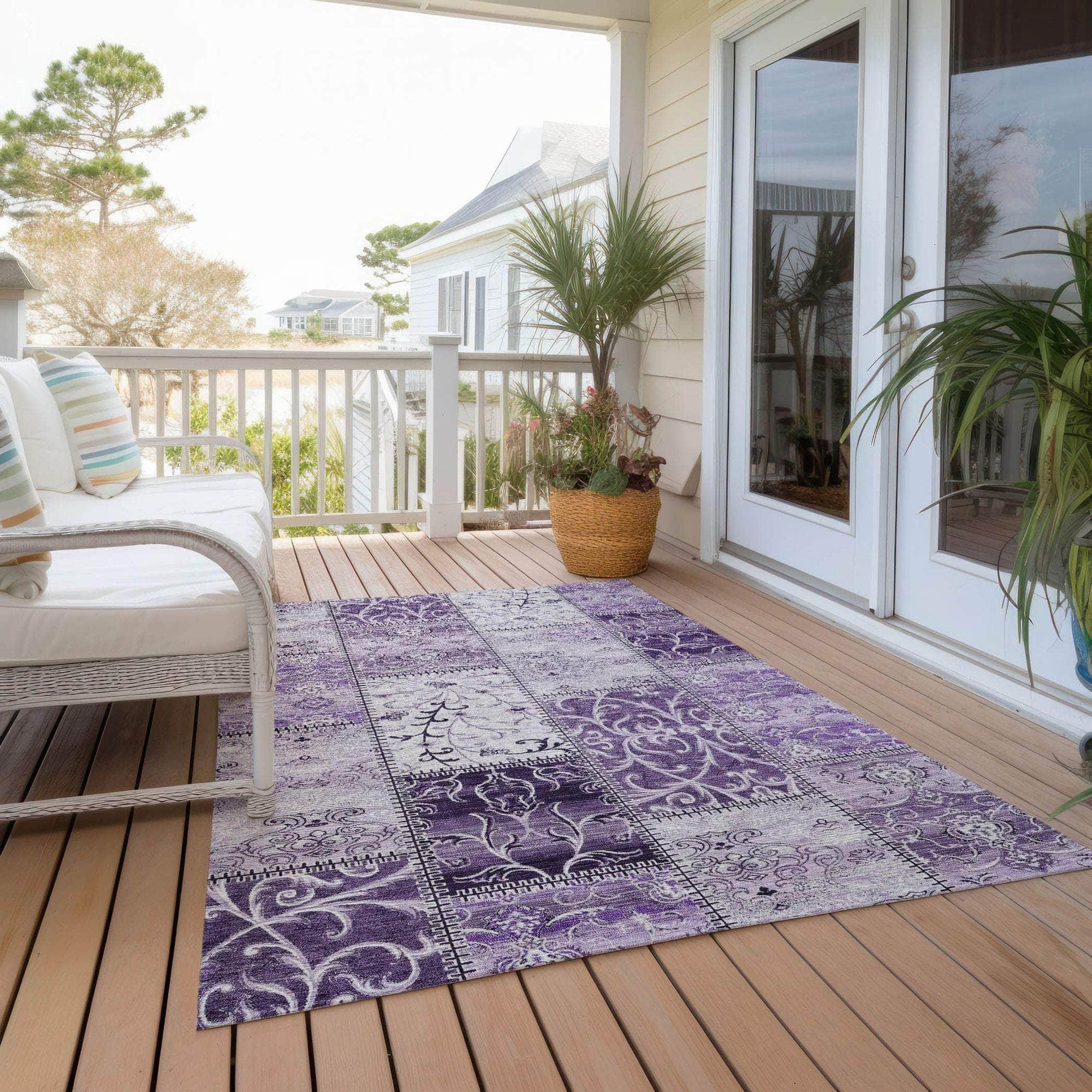 Machine Made ACN566 Purple Rugs