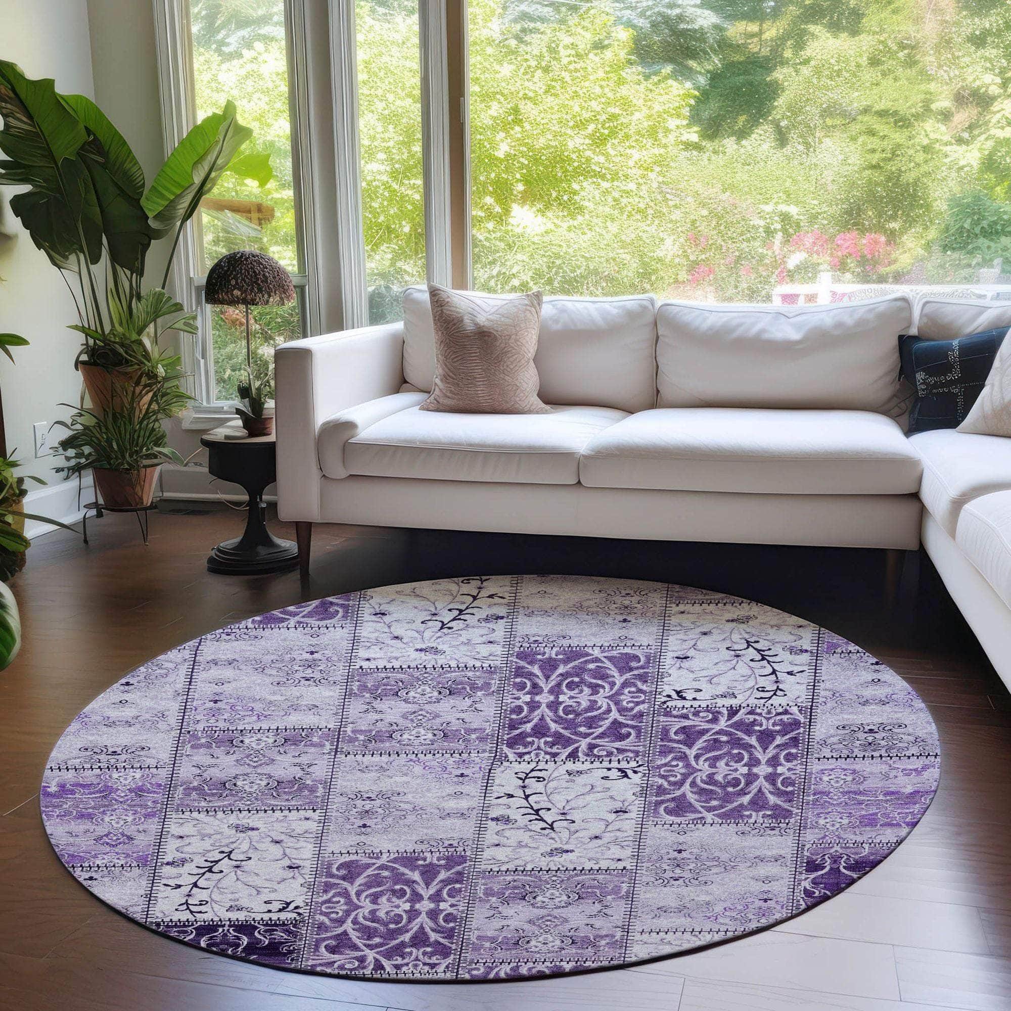 Machine Made ACN566 Purple Rugs