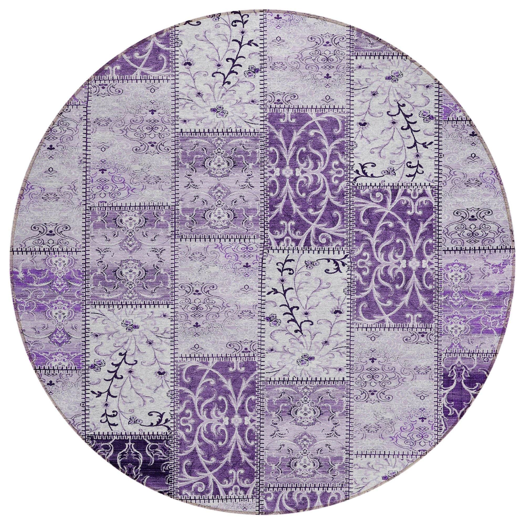 Machine Washable Purple Rug - Indoor / Outdoor - Kids / Pet Friendly Panel Print Rug