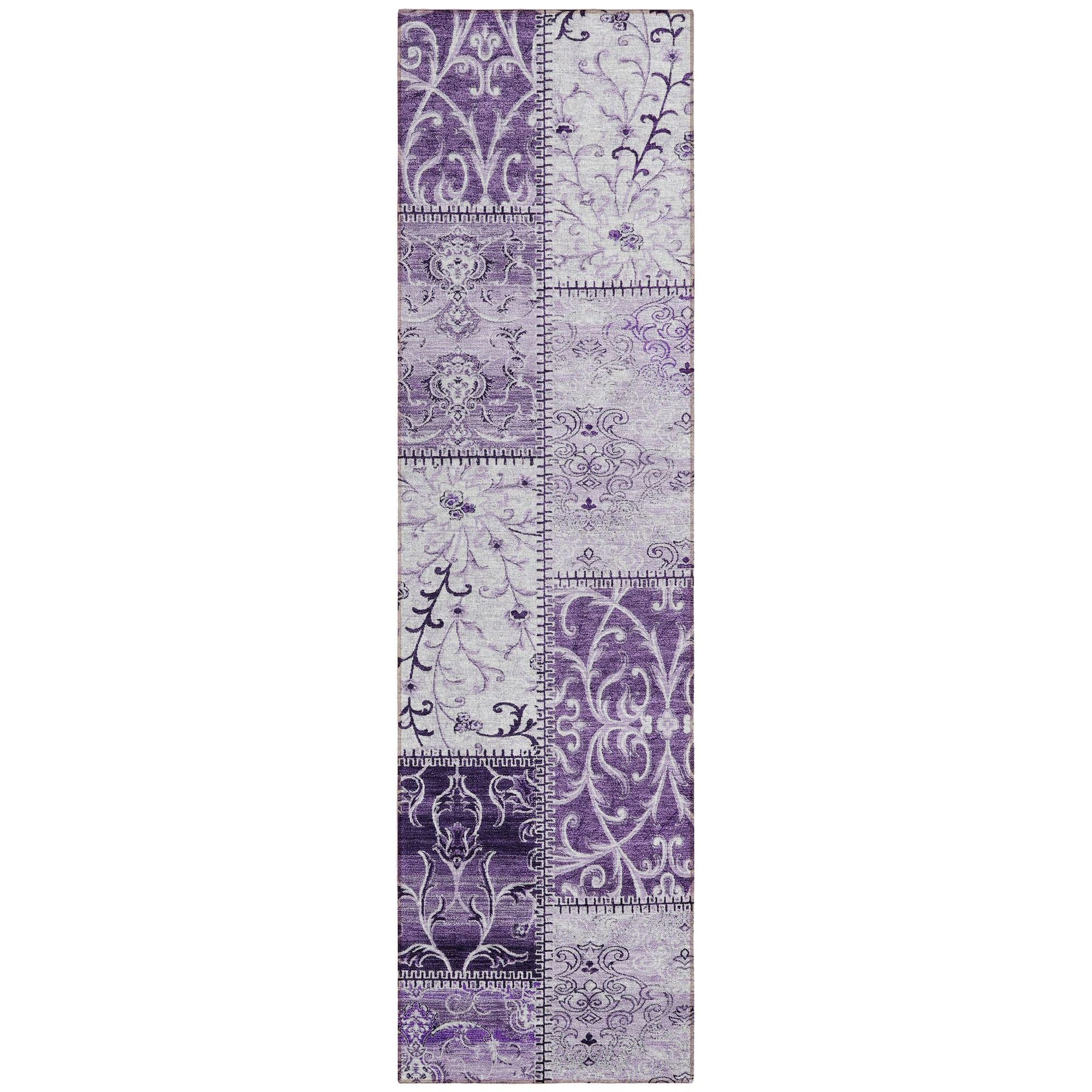 Machine Washable Purple Rug - Indoor / Outdoor - Kids / Pet Friendly Panel Print Rug