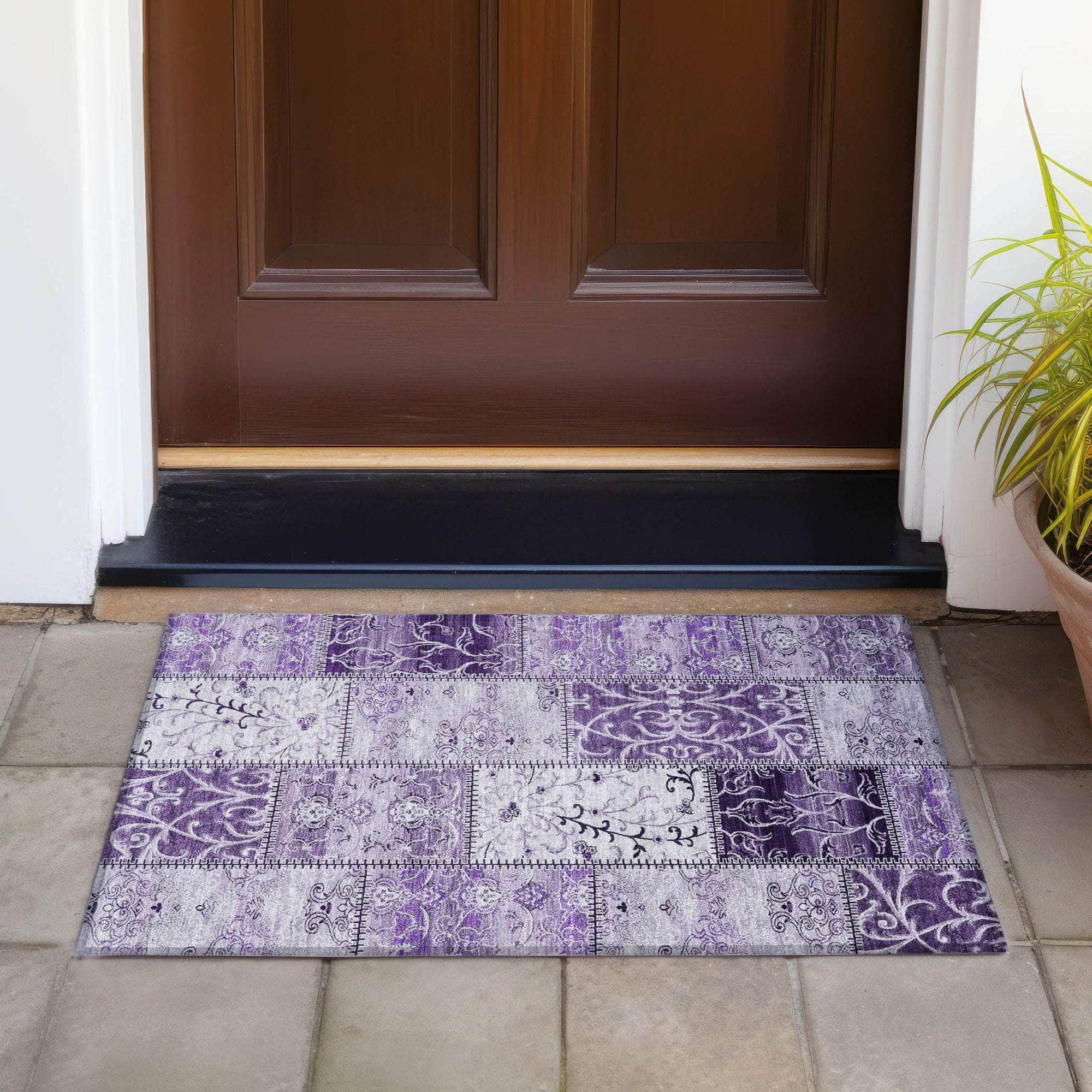 Machine Made ACN566 Purple Rugs