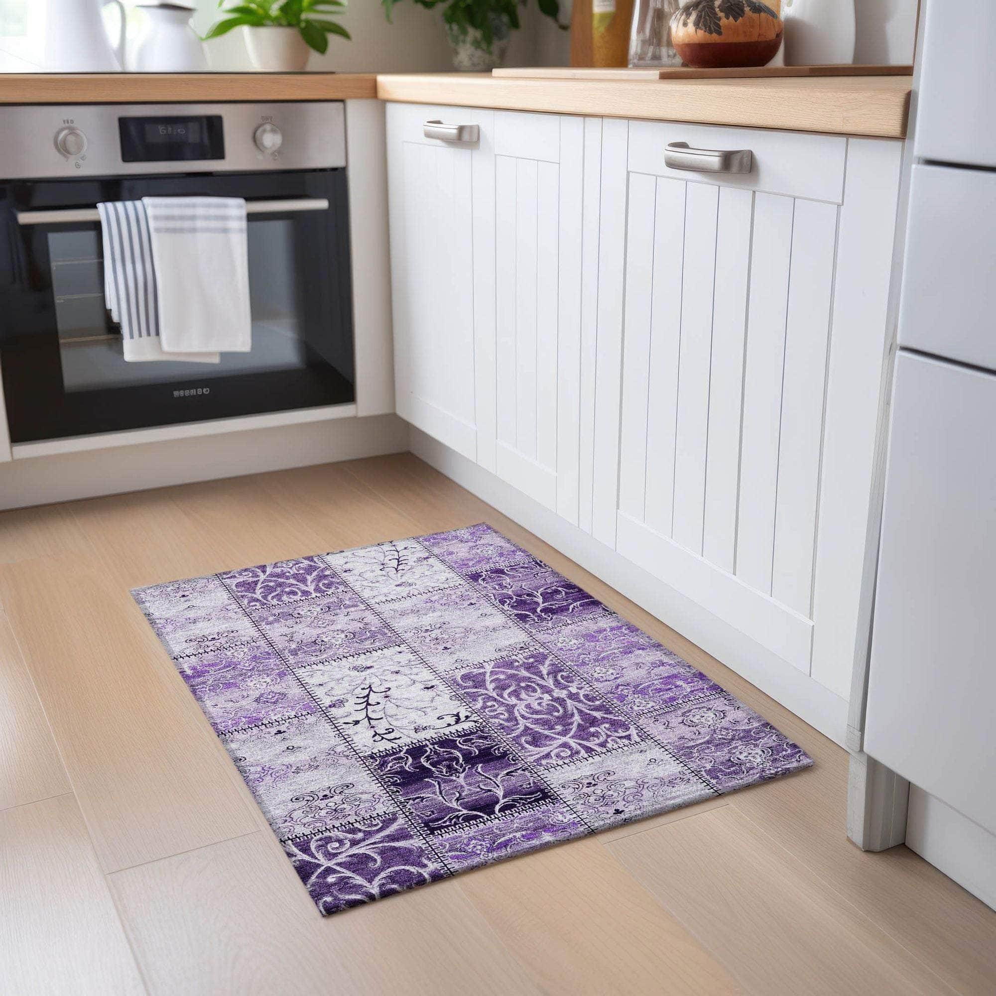 Machine Made ACN566 Purple Rugs