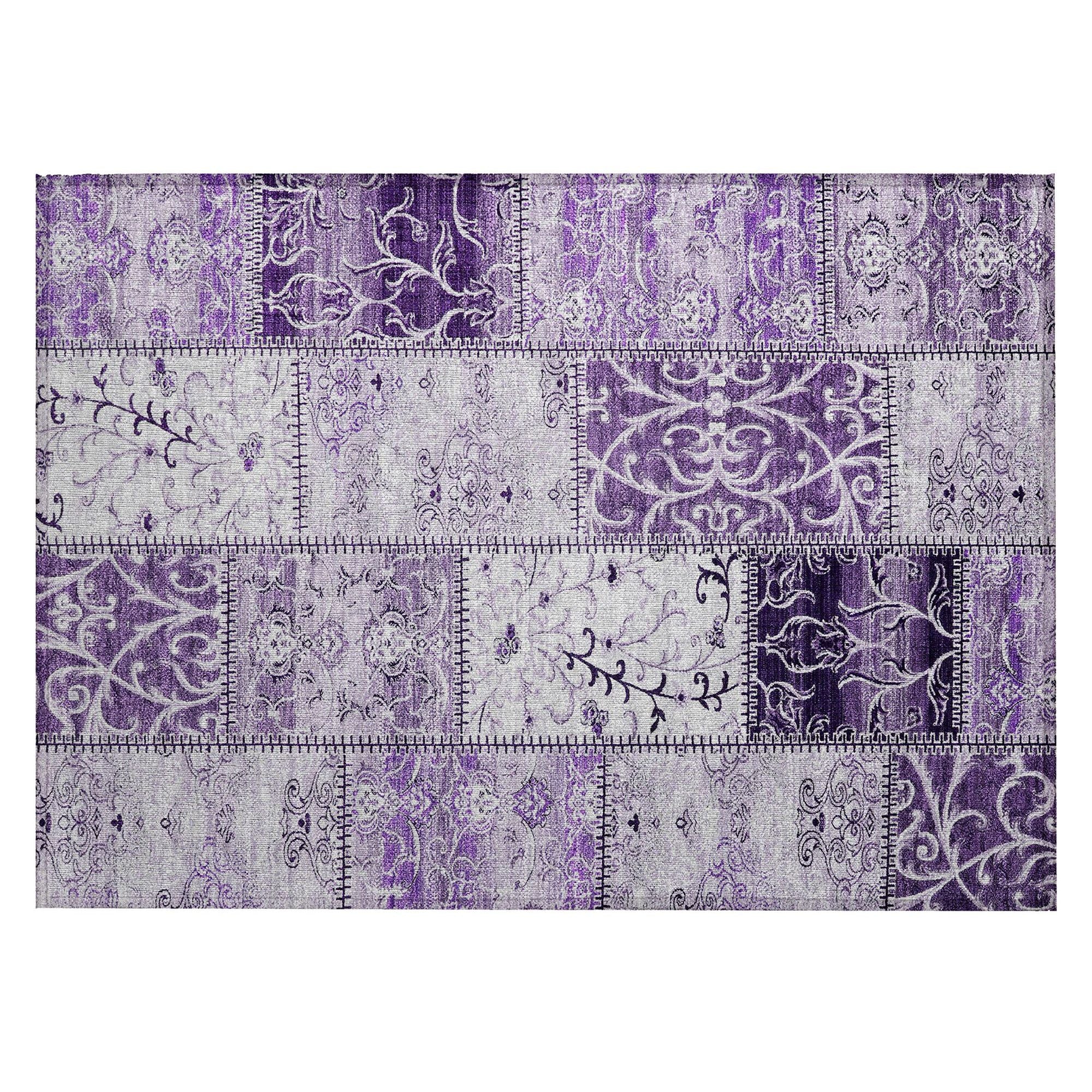 Machine Washable Purple Rug - Indoor / Outdoor - Kids / Pet Friendly Panel Print Rug