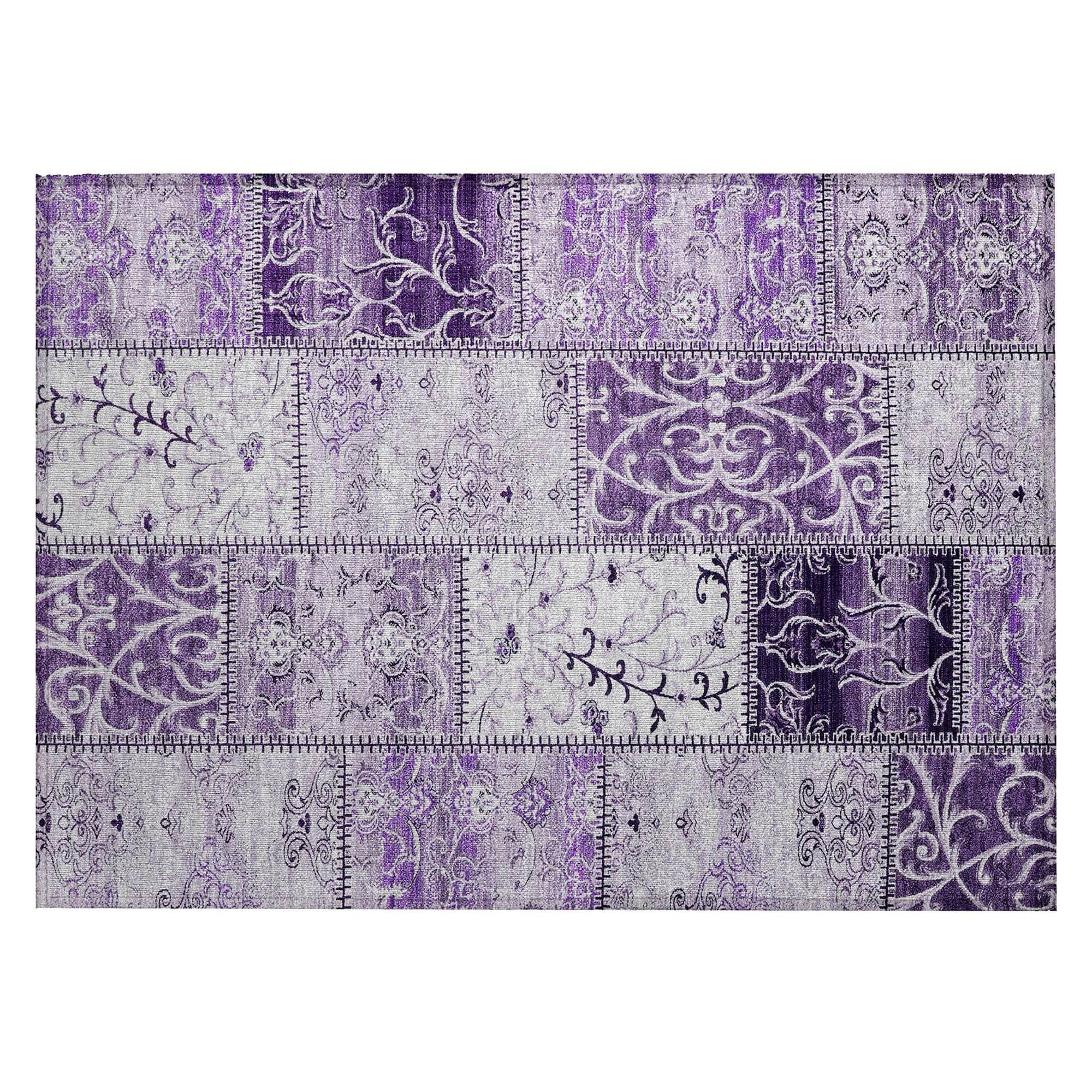 Machine Washable Purple Rug - Indoor / Outdoor - Kids / Pet Friendly Panel Print Rug