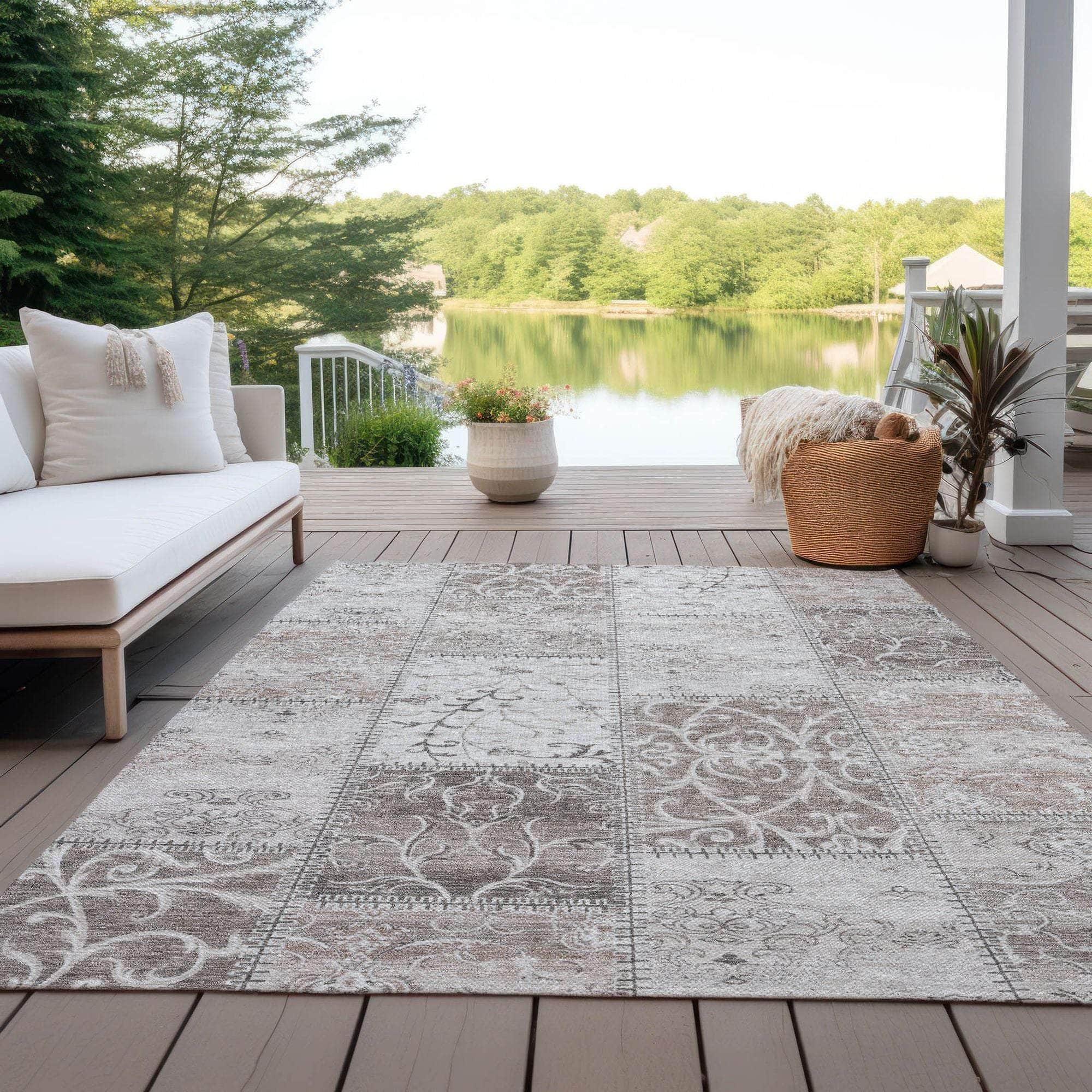 Machine Made ACN566 Taupe Brown Rugs