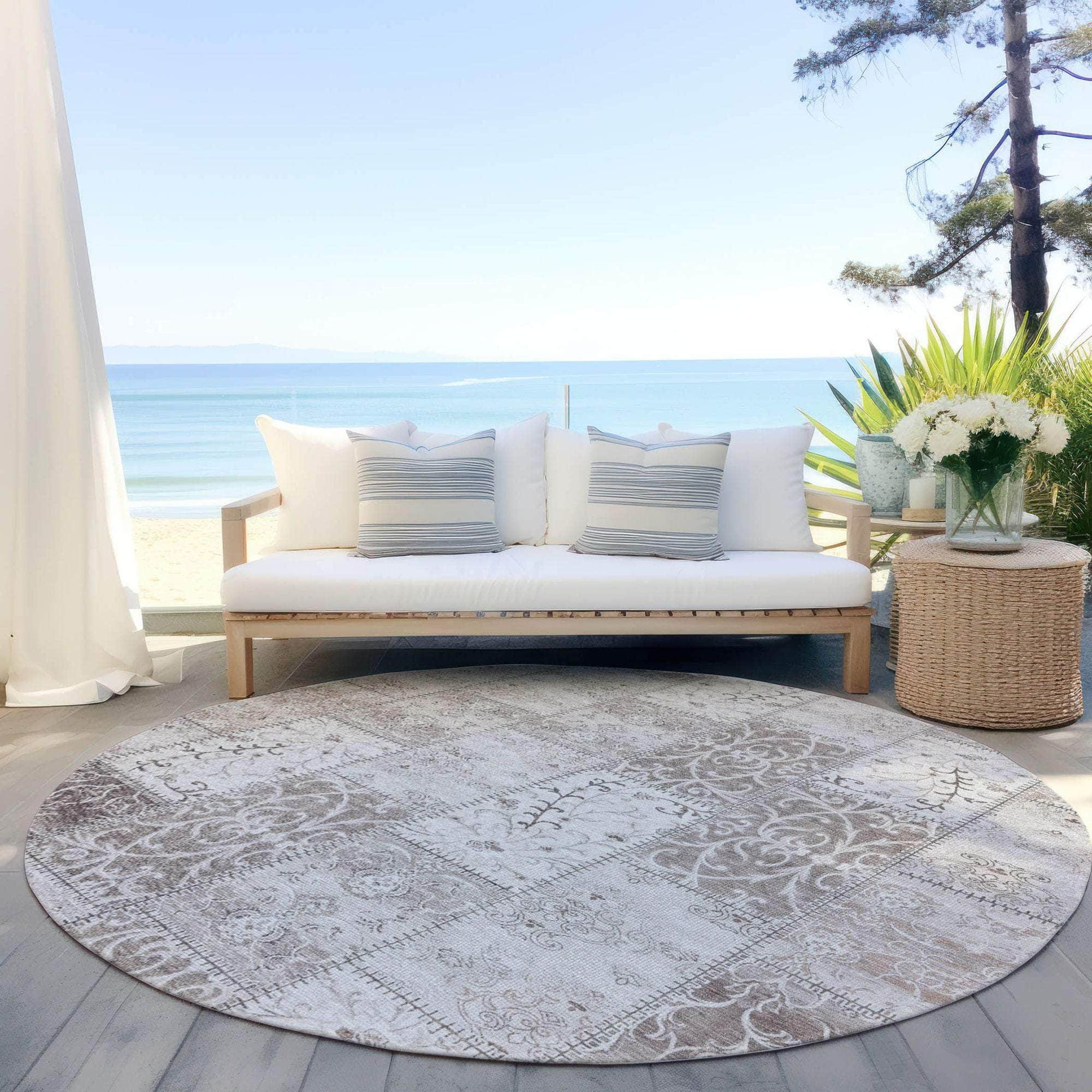 Machine Made ACN566 Taupe Brown Rugs