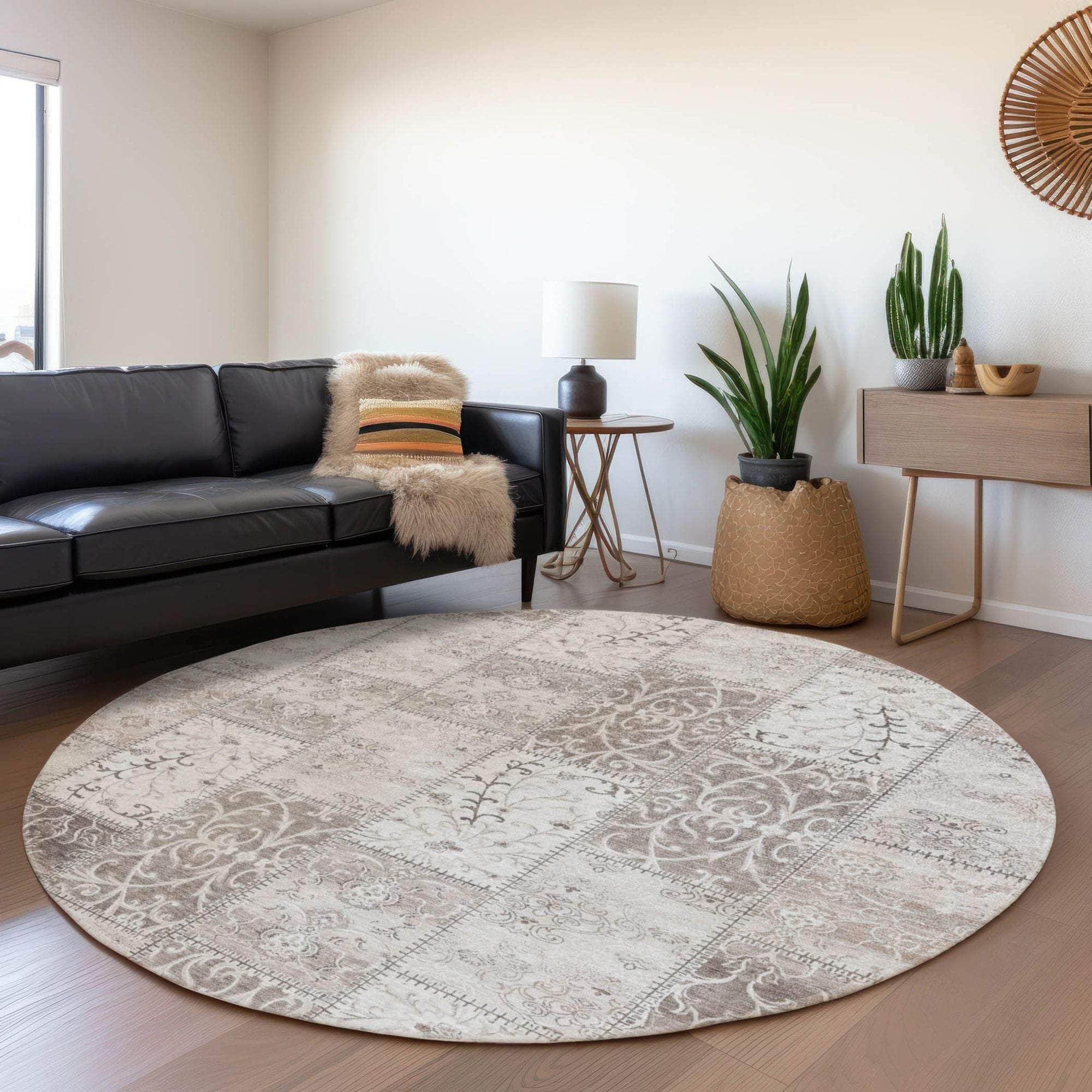 Machine Made ACN566 Taupe Brown Rugs