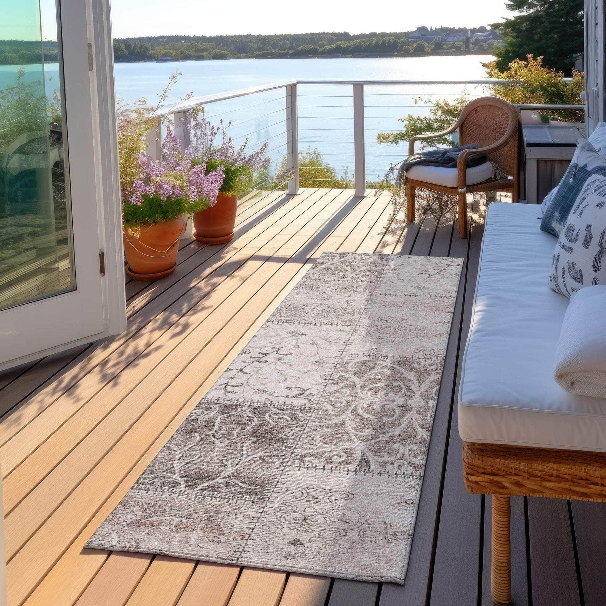 Machine Made ACN566 Taupe Brown Rugs