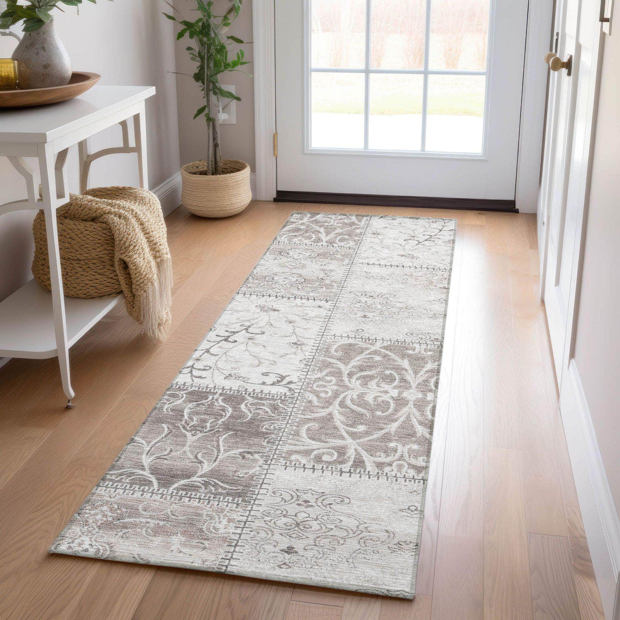 Machine Made ACN566 Taupe Brown Rugs