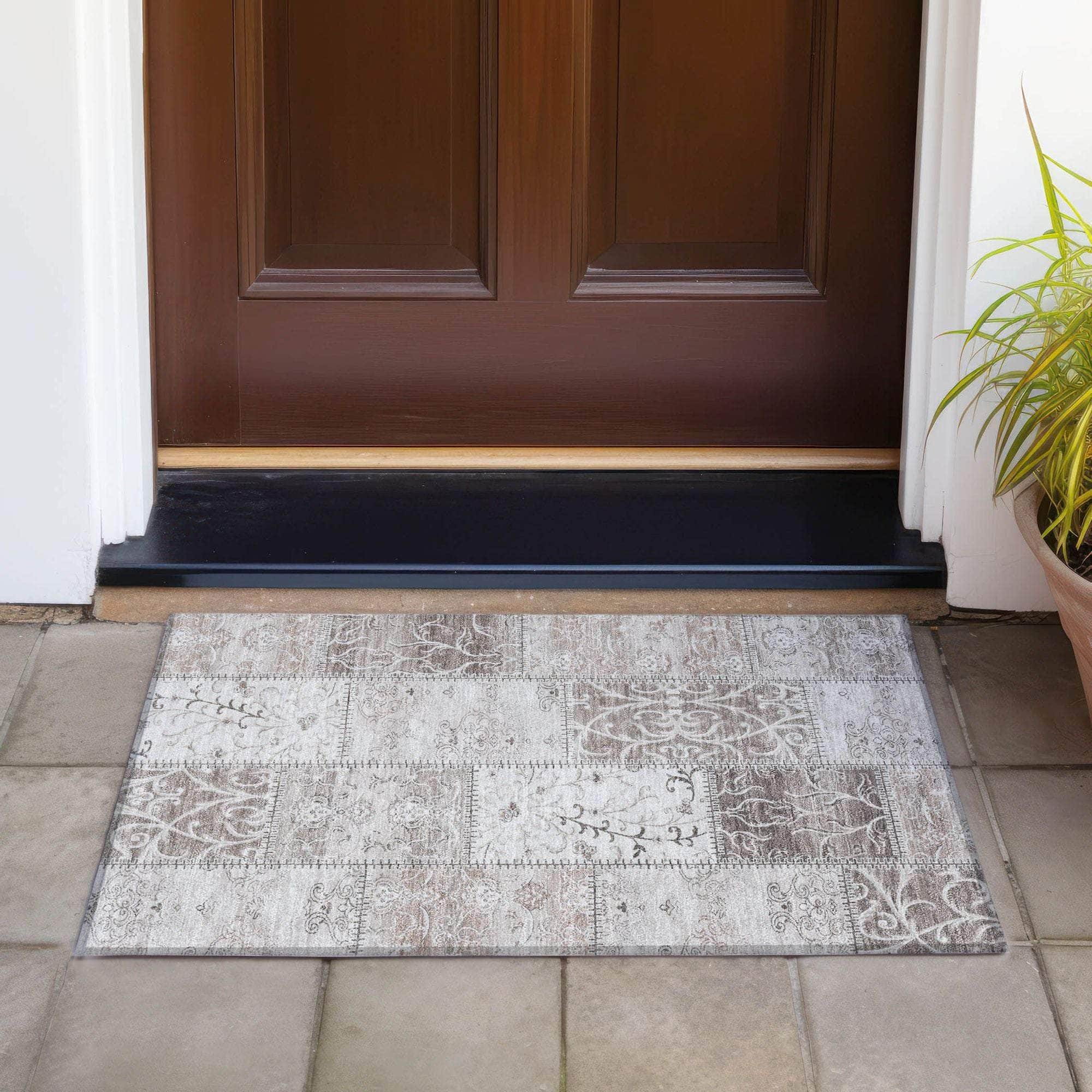 Machine Made ACN566 Taupe Brown Rugs