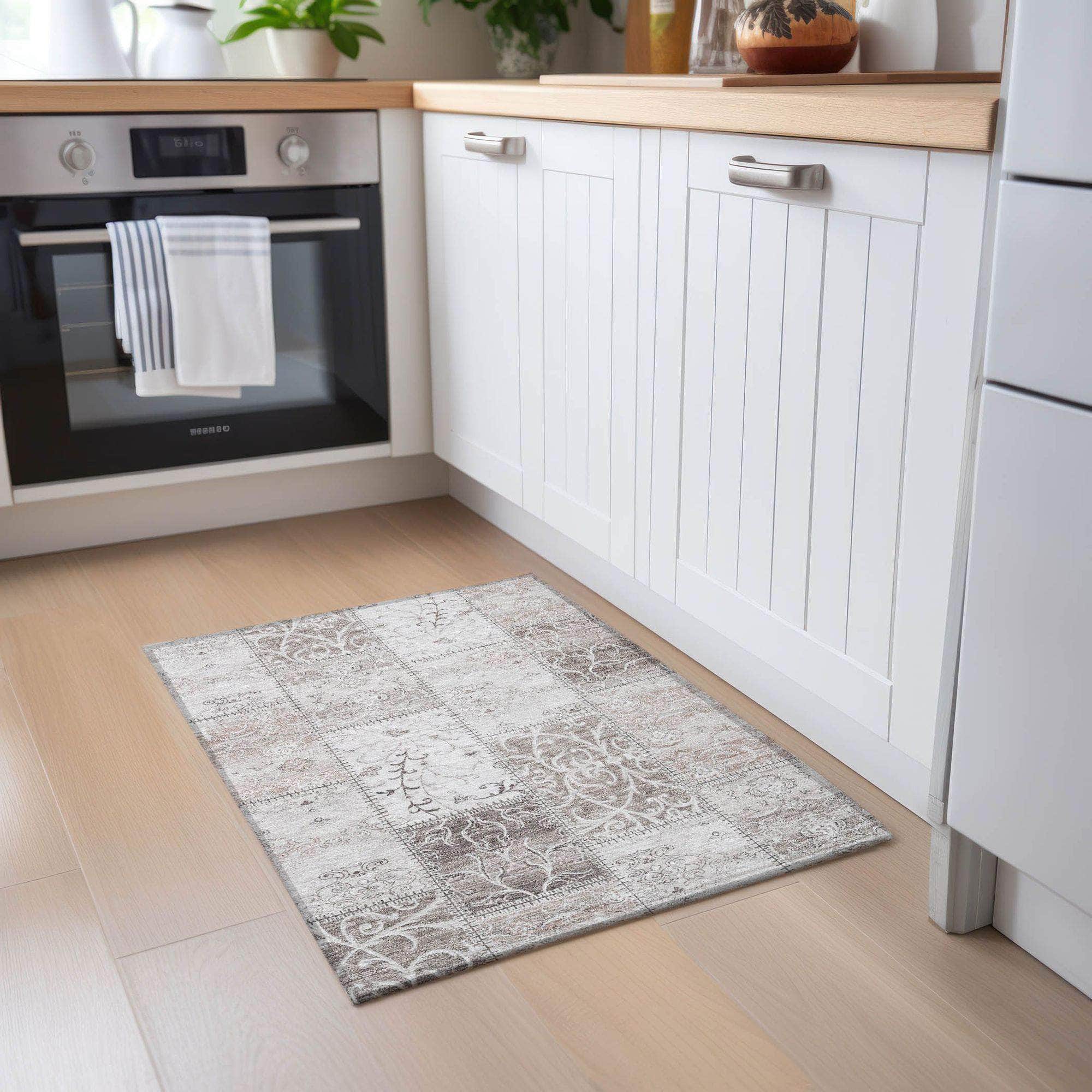 Machine Made ACN566 Taupe Brown Rugs