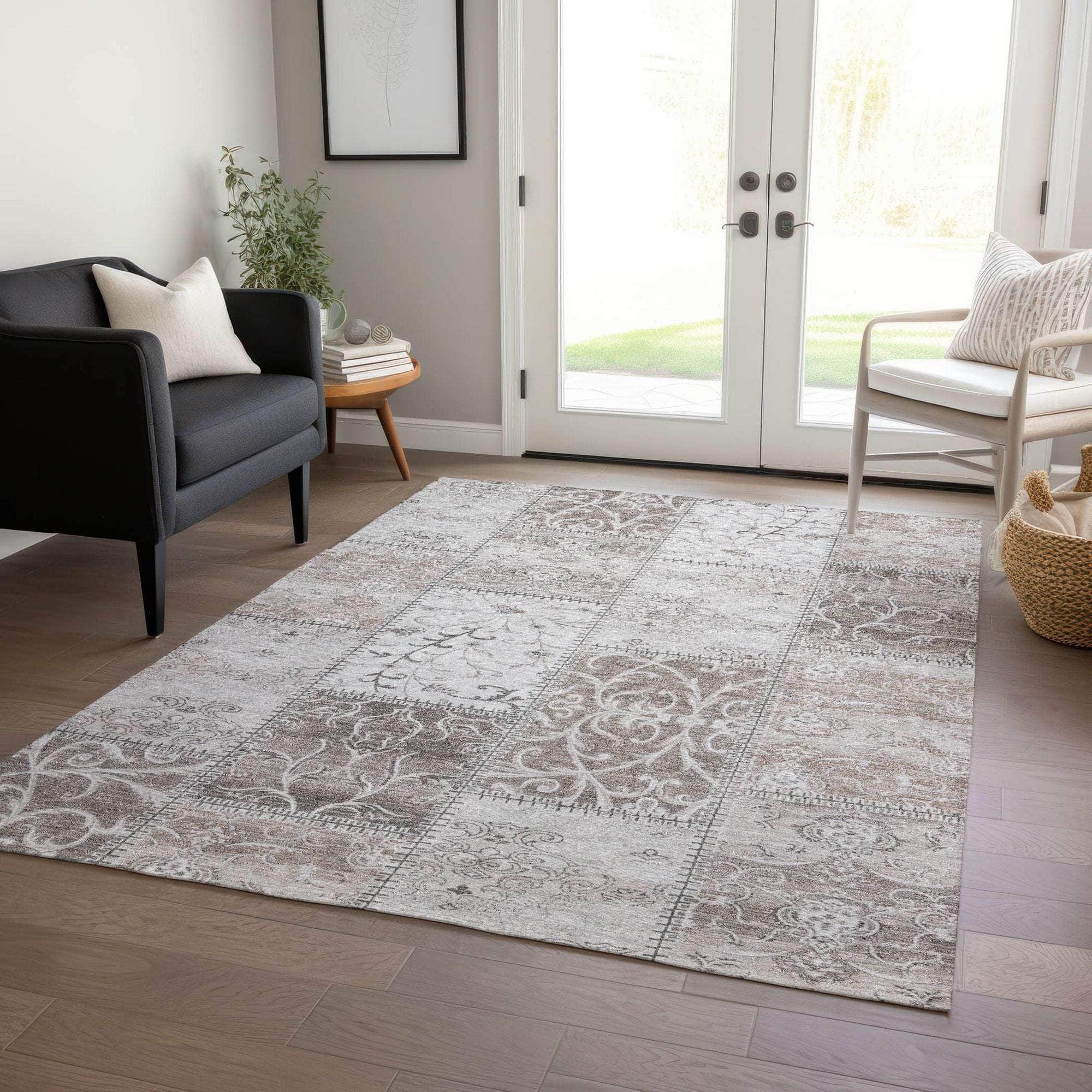 Machine Made ACN566 Taupe Brown Rugs