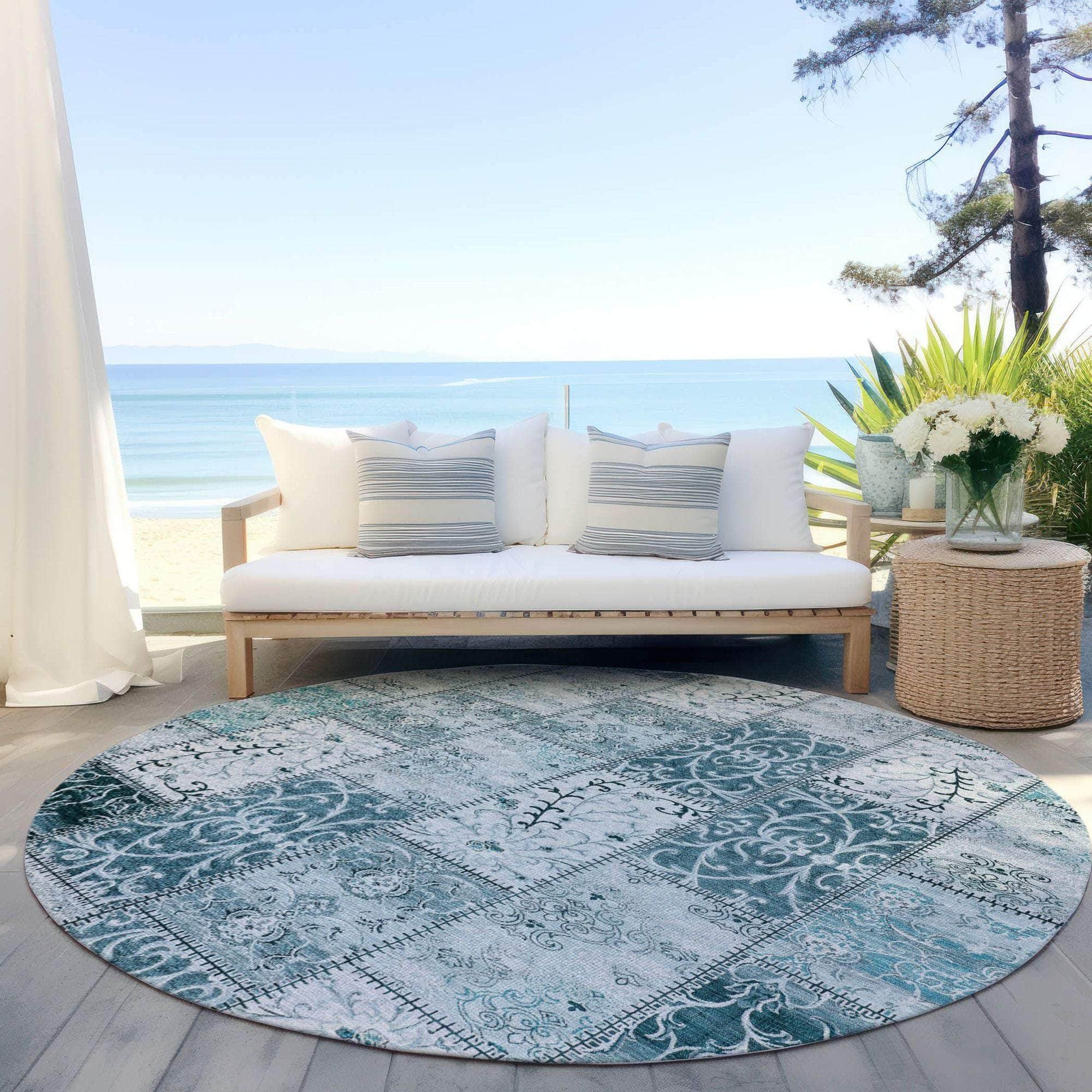 Machine Made ACN566 Teal Rugs