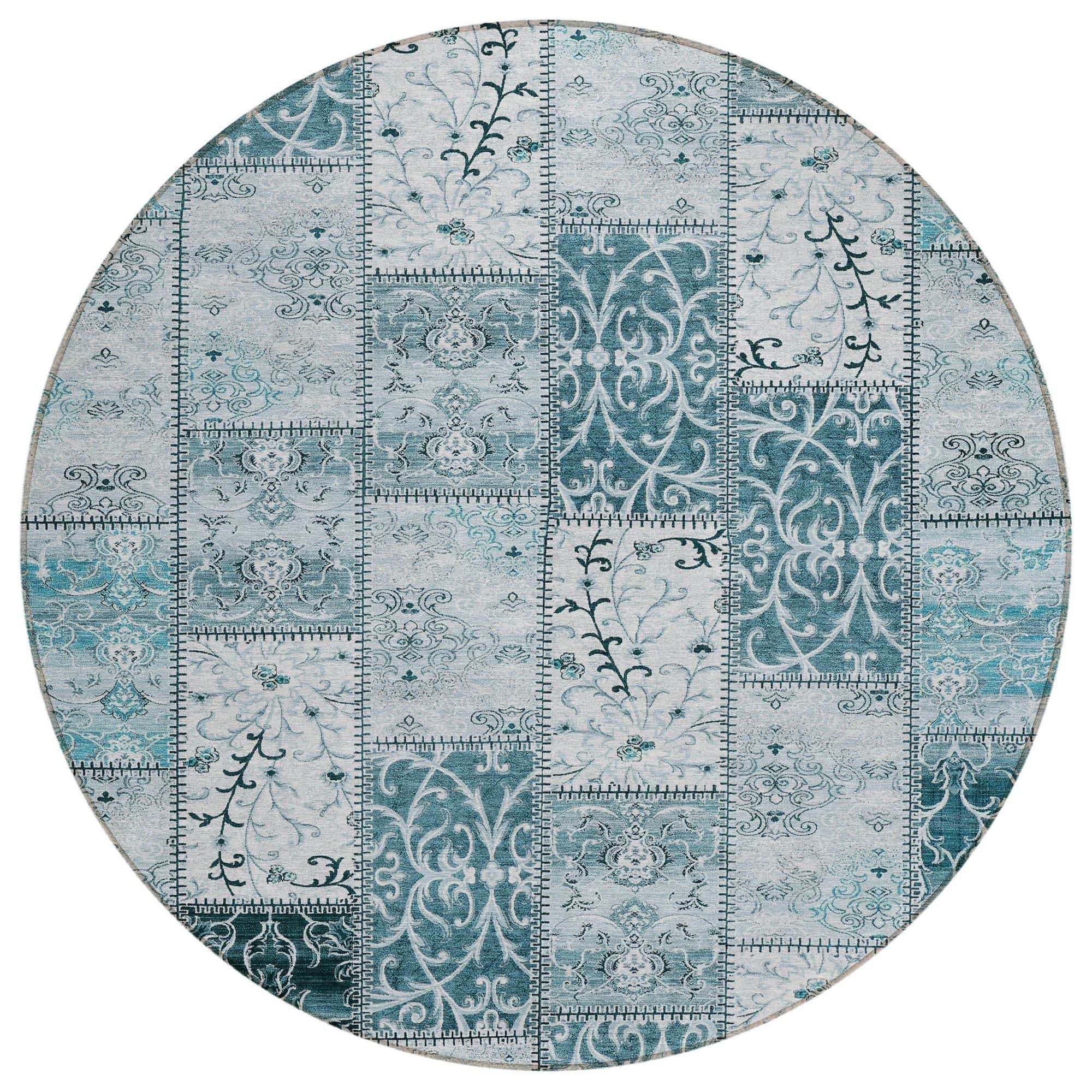 Machine Washable Teal Rug - Indoor / Outdoor - Kids / Pet Friendly Panel Print Rug