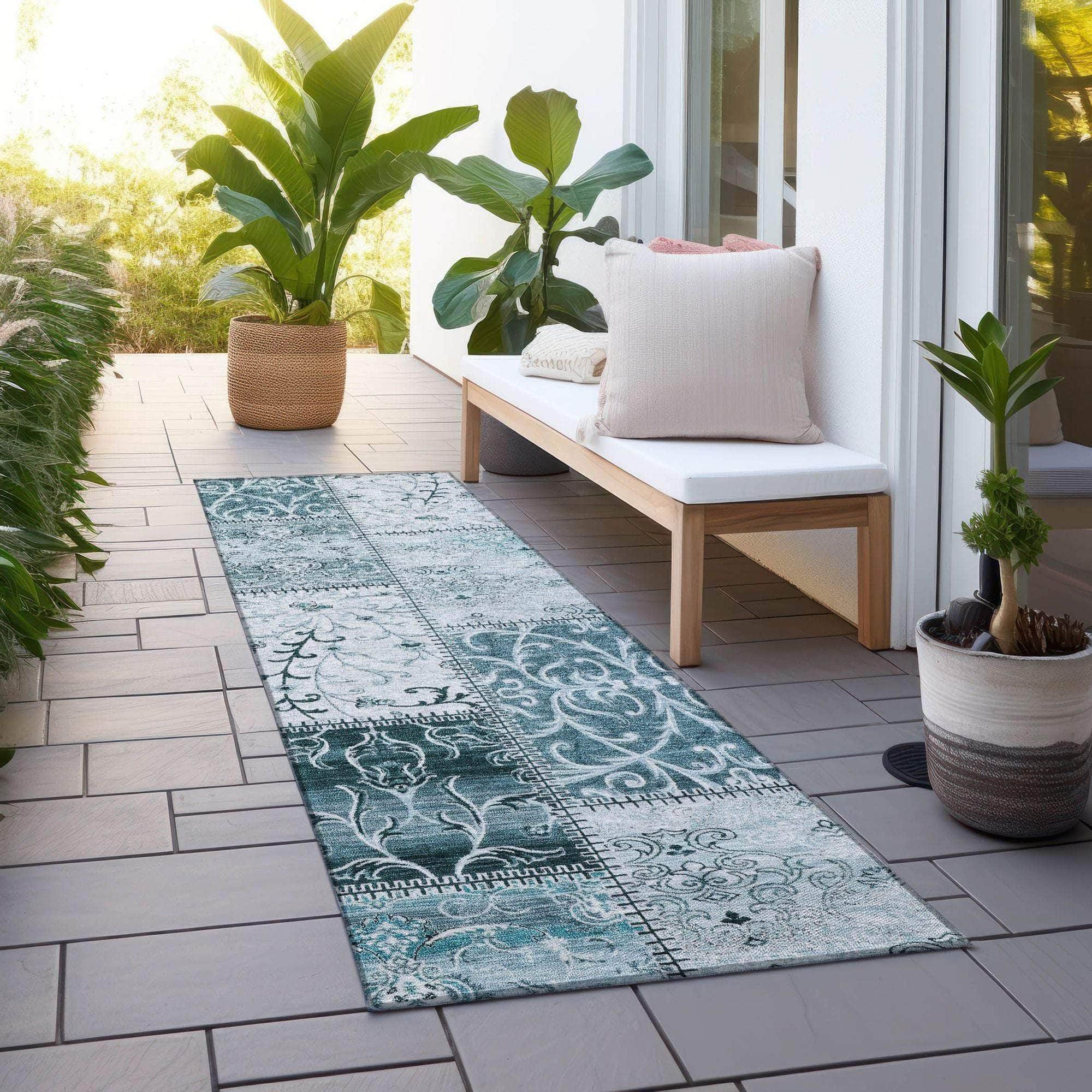 Machine Made ACN566 Teal Rugs