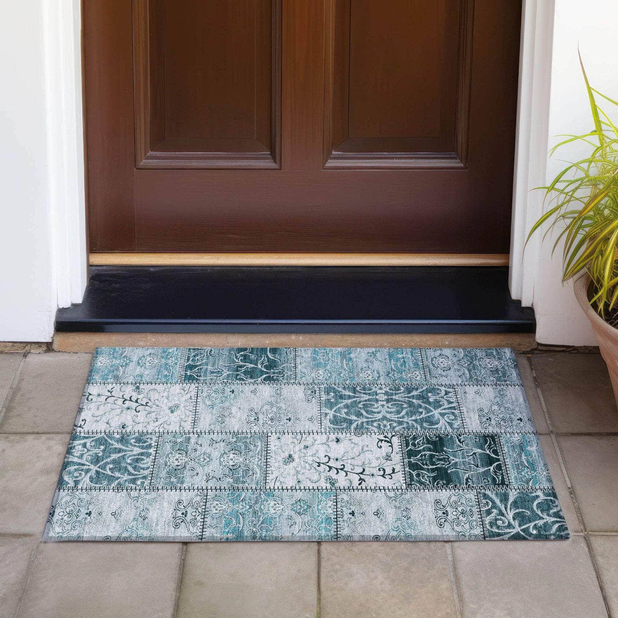 Machine Made ACN566 Teal Rugs