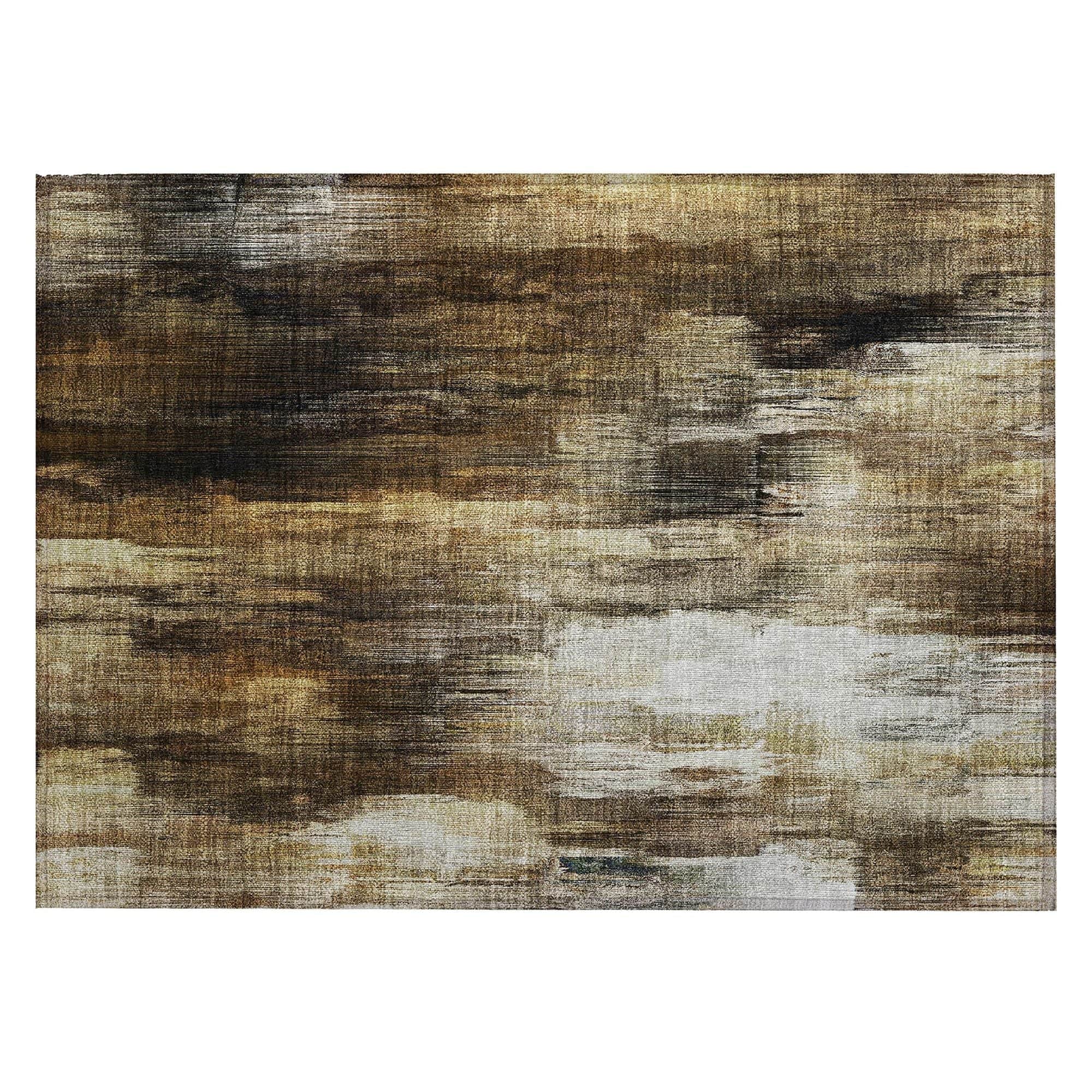 Machine Washable Chocolate Brown Rug - Indoor / Outdoor - Kids / Pet Friendly Casual Print Rug